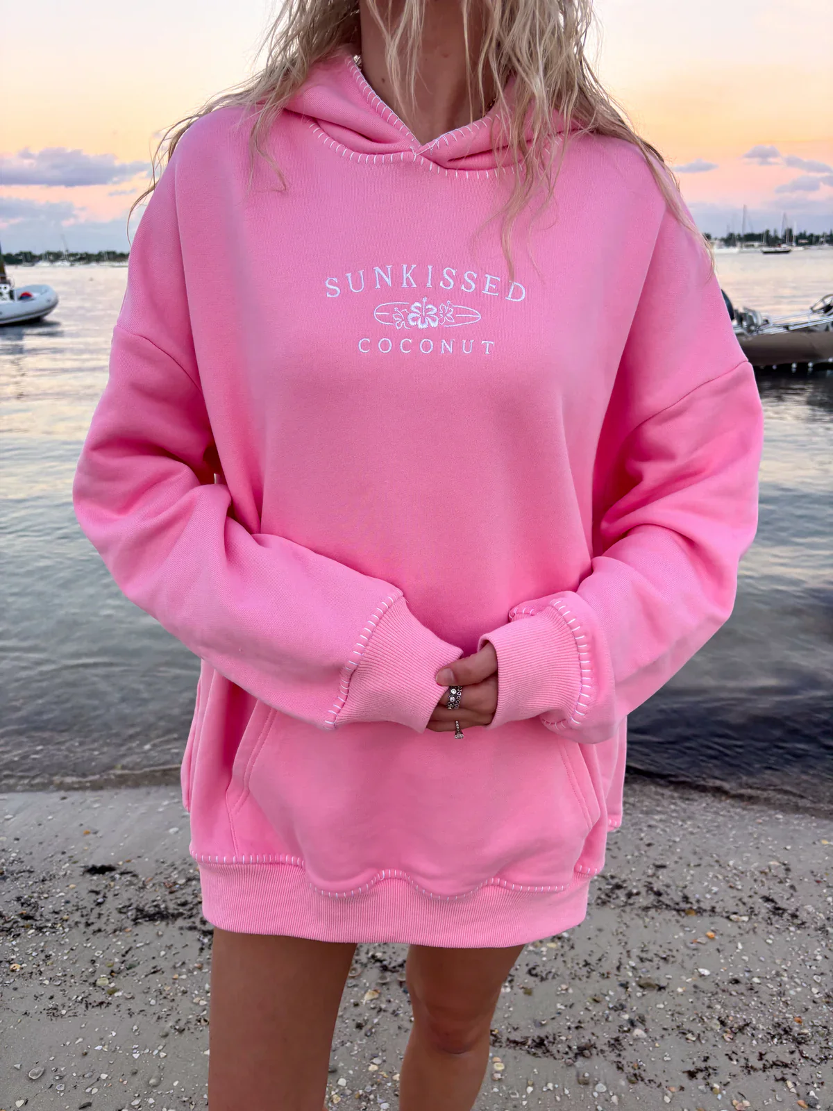 Stitched Sunkissedcoconut Embroidered Oversized Hoodie 100% Cotton - Image 12