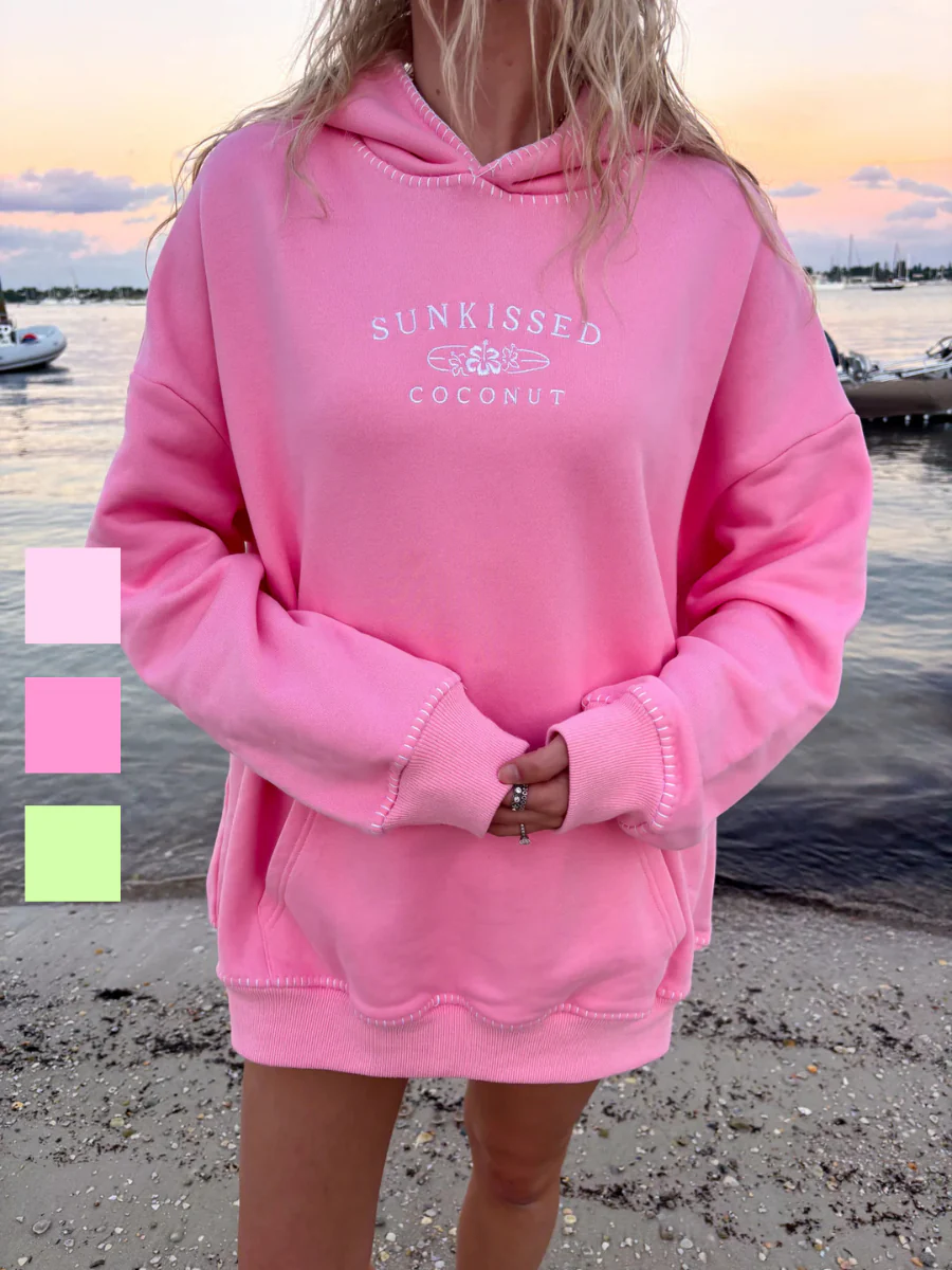 Stitched Sunkissedcoconut Embroidered Oversized Hoodie 100% Cotton - Image 2