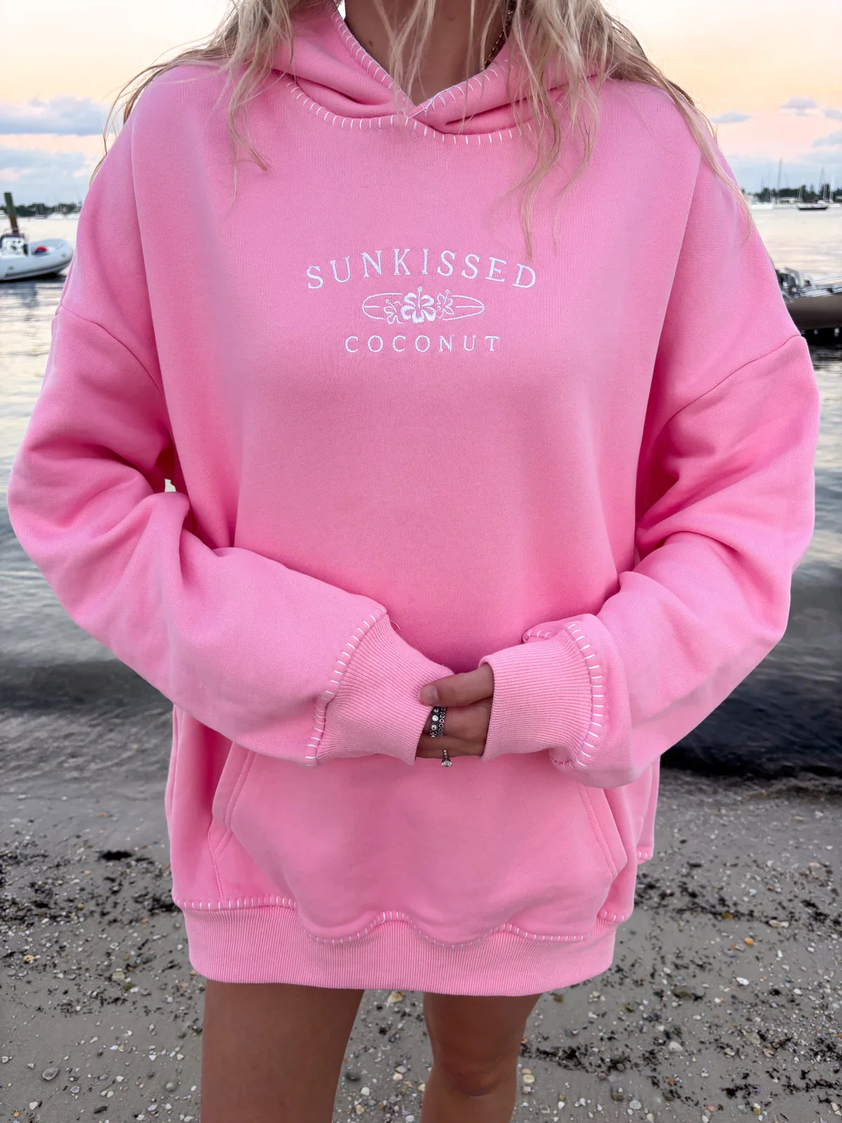 Stitched Sunkissedcoconut Embroidered Oversized Hoodie 100% Cotton - Image 3