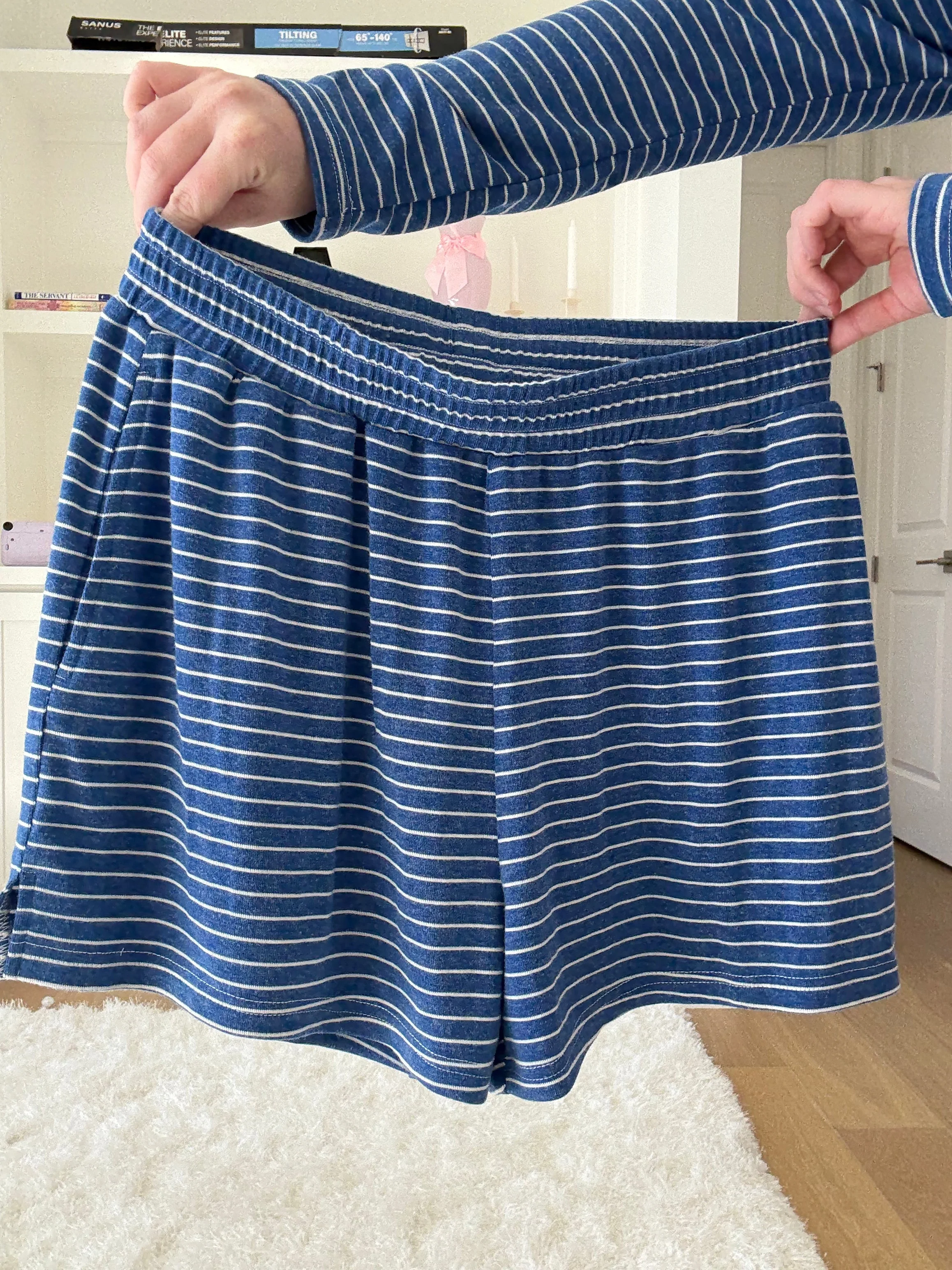 Striped Soft Button Loungewear Shorts - Image 4