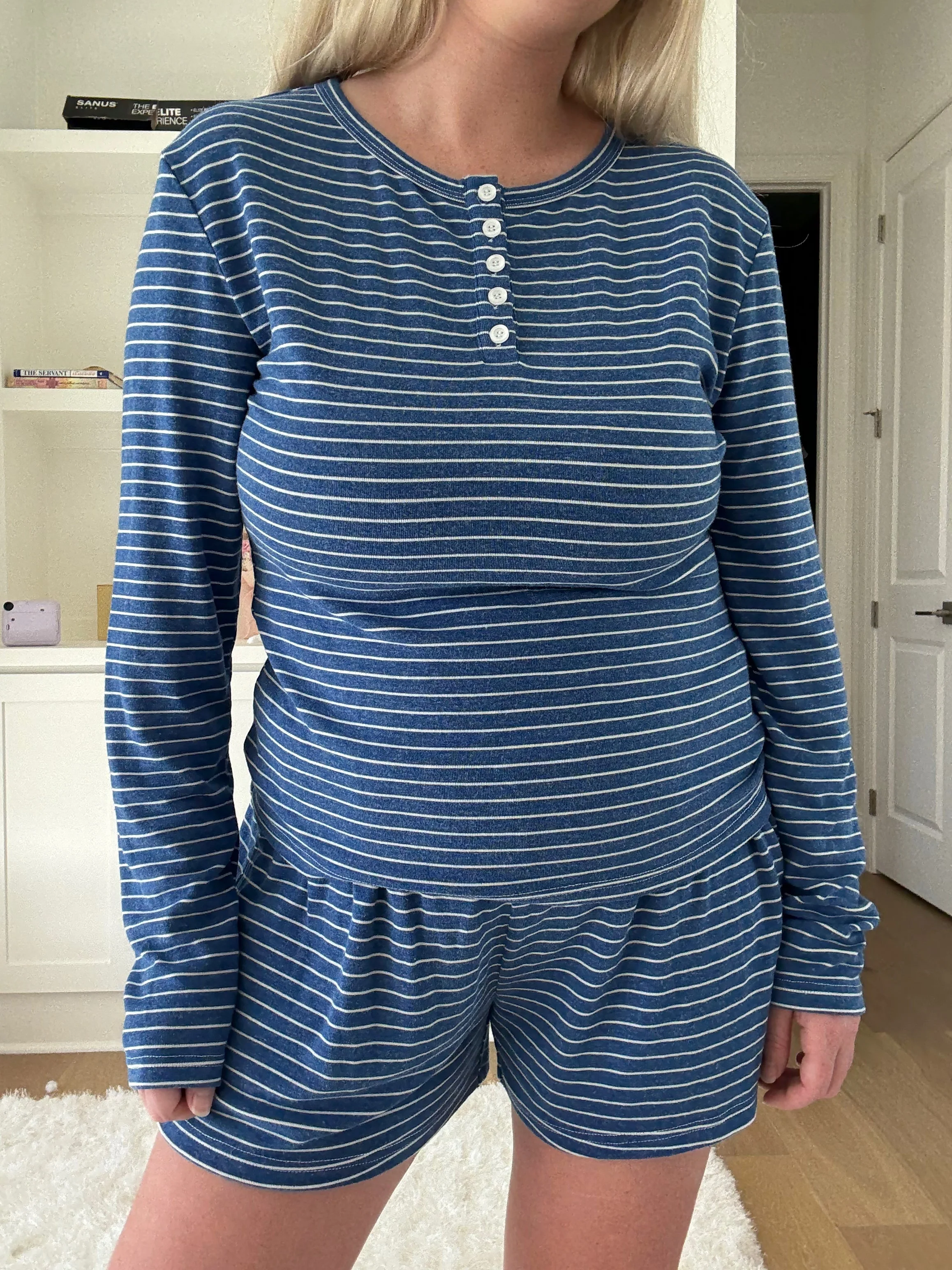 Striped Soft Button Loungewear Shorts - Image 6