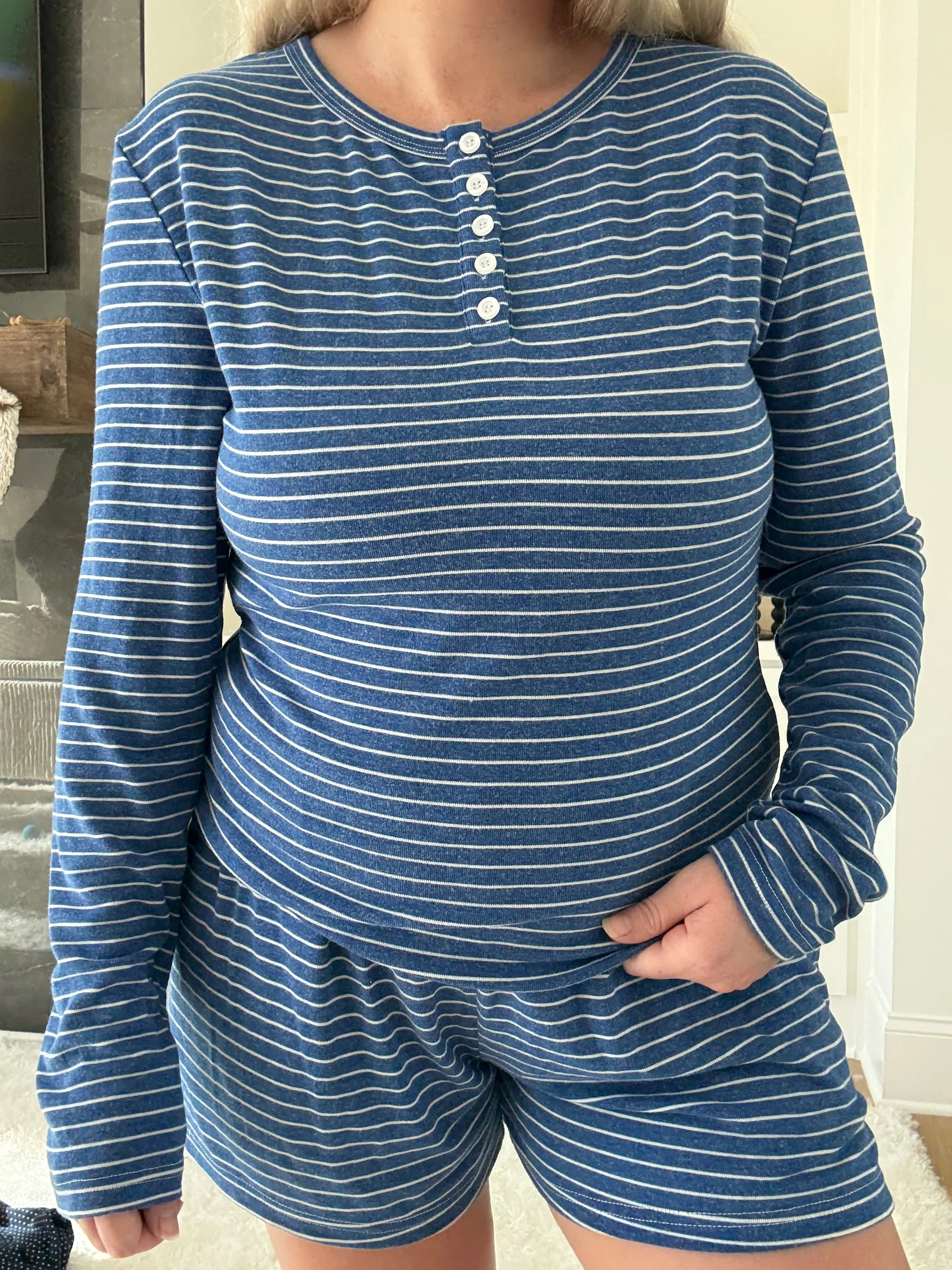 Striped Soft Button Loungewear Shorts - Image 7