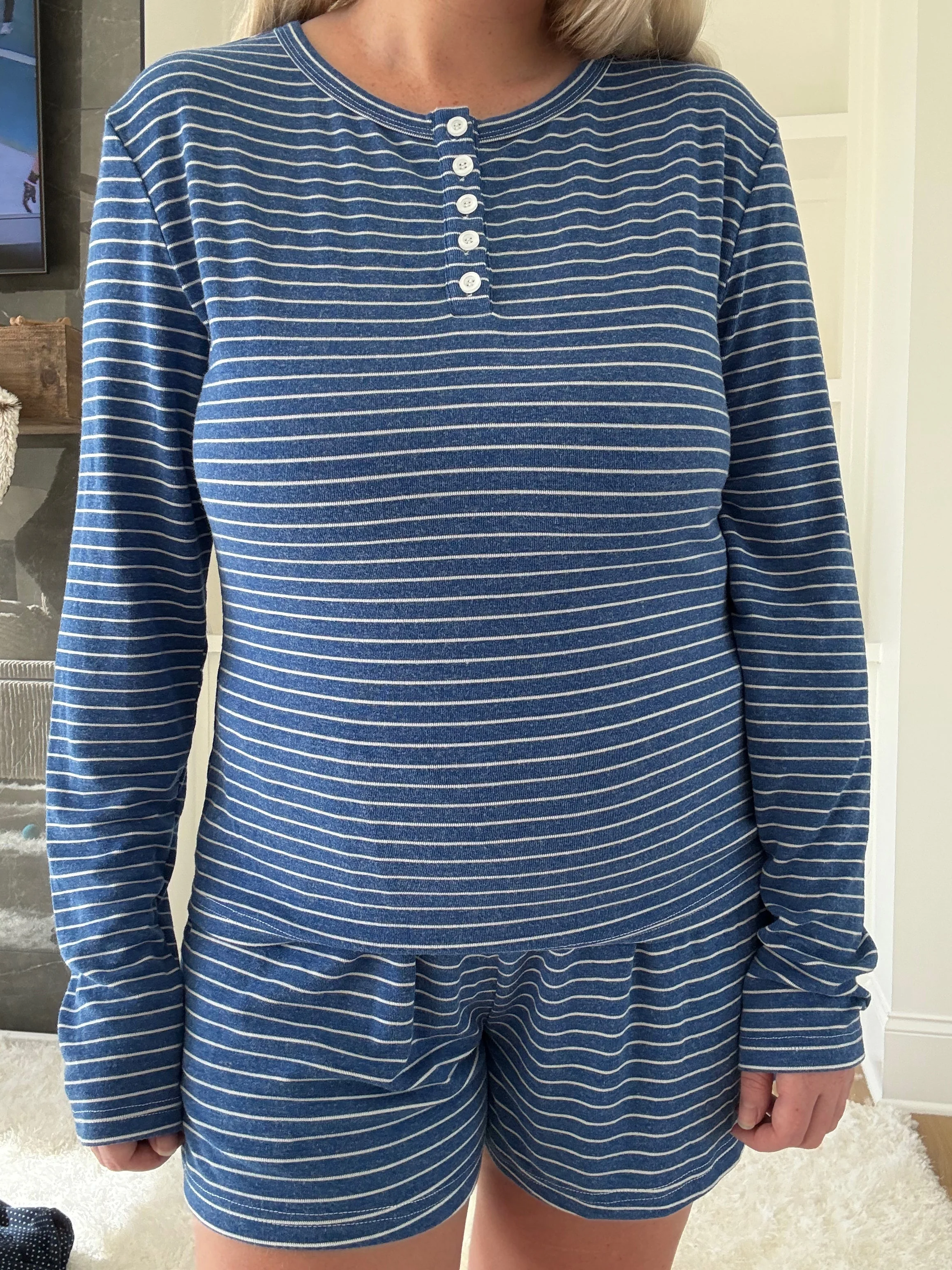 Striped Soft Button Loungewear Shorts - Image 9