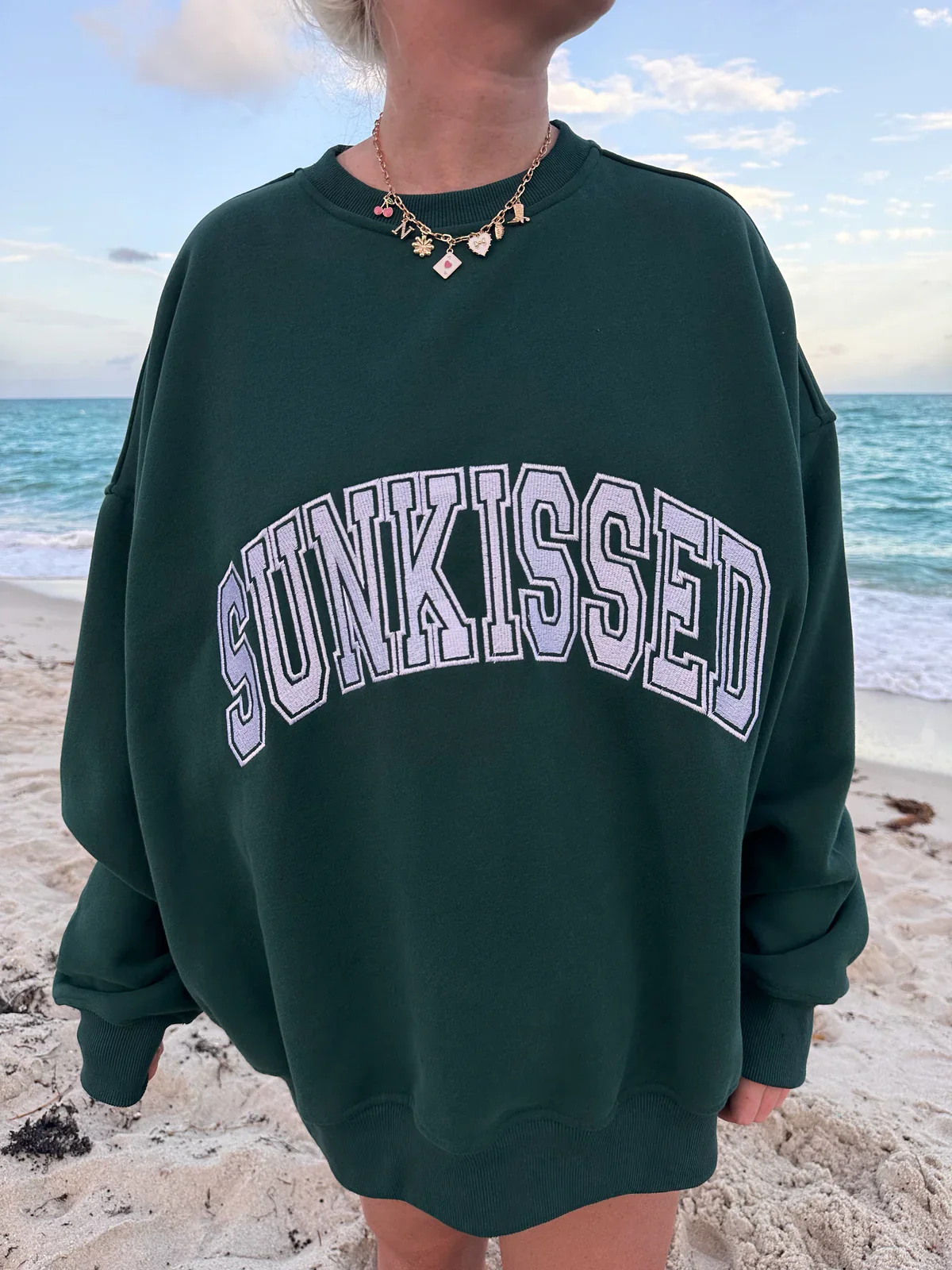 Sunkissed Collegiate Embroider Oversized Crewneck Sweatshirt - Image 10