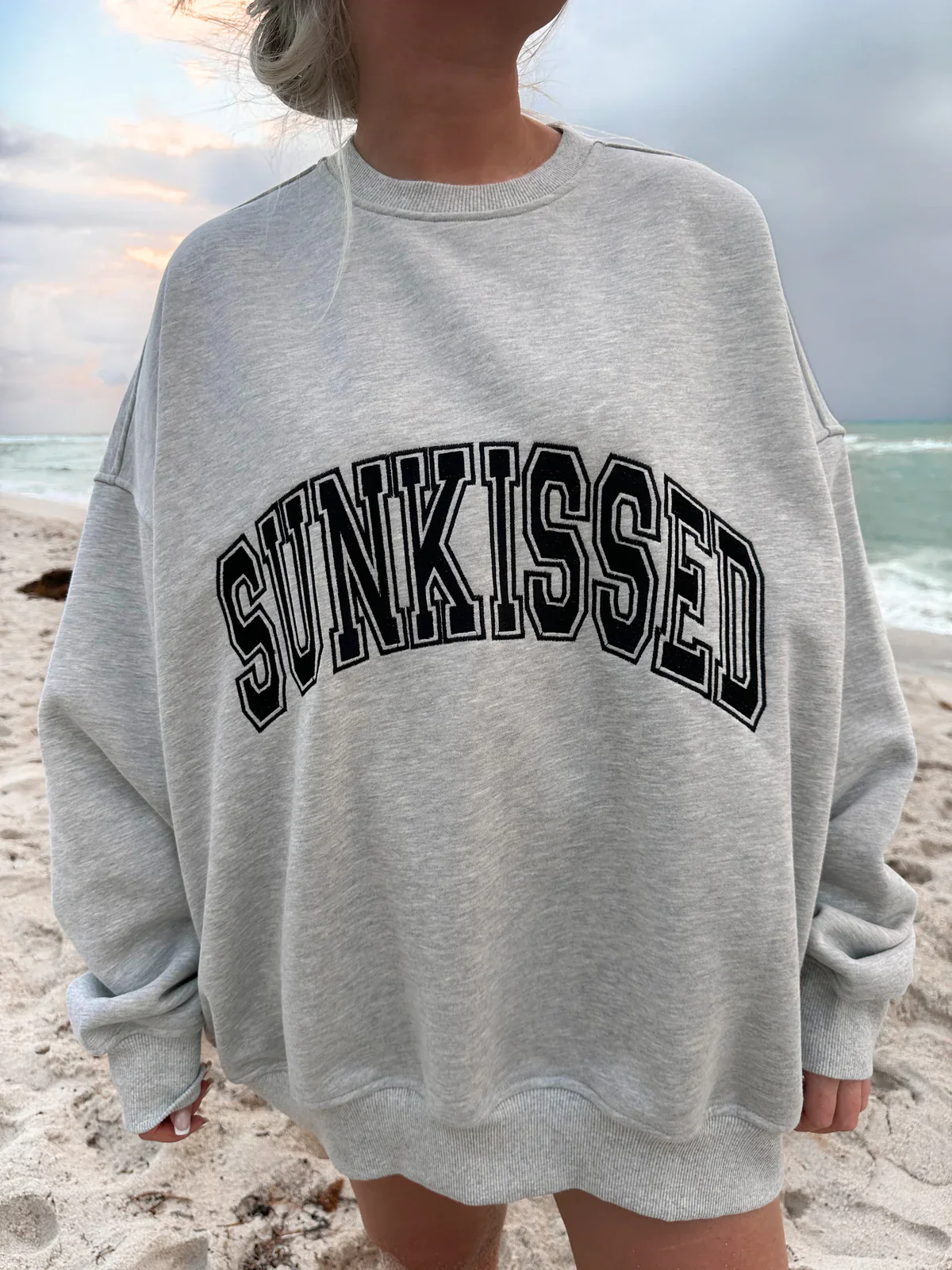 Sunkissed Collegiate Embroider Oversized Crewneck Sweatshirt - Image 11