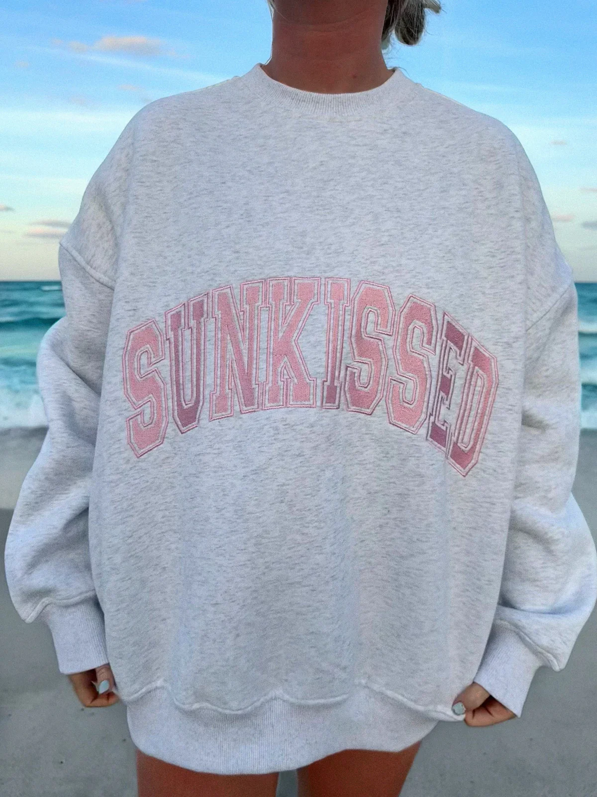 Sunkissed Collegiate Embroider Oversized Crewneck Sweatshirt - Image 21