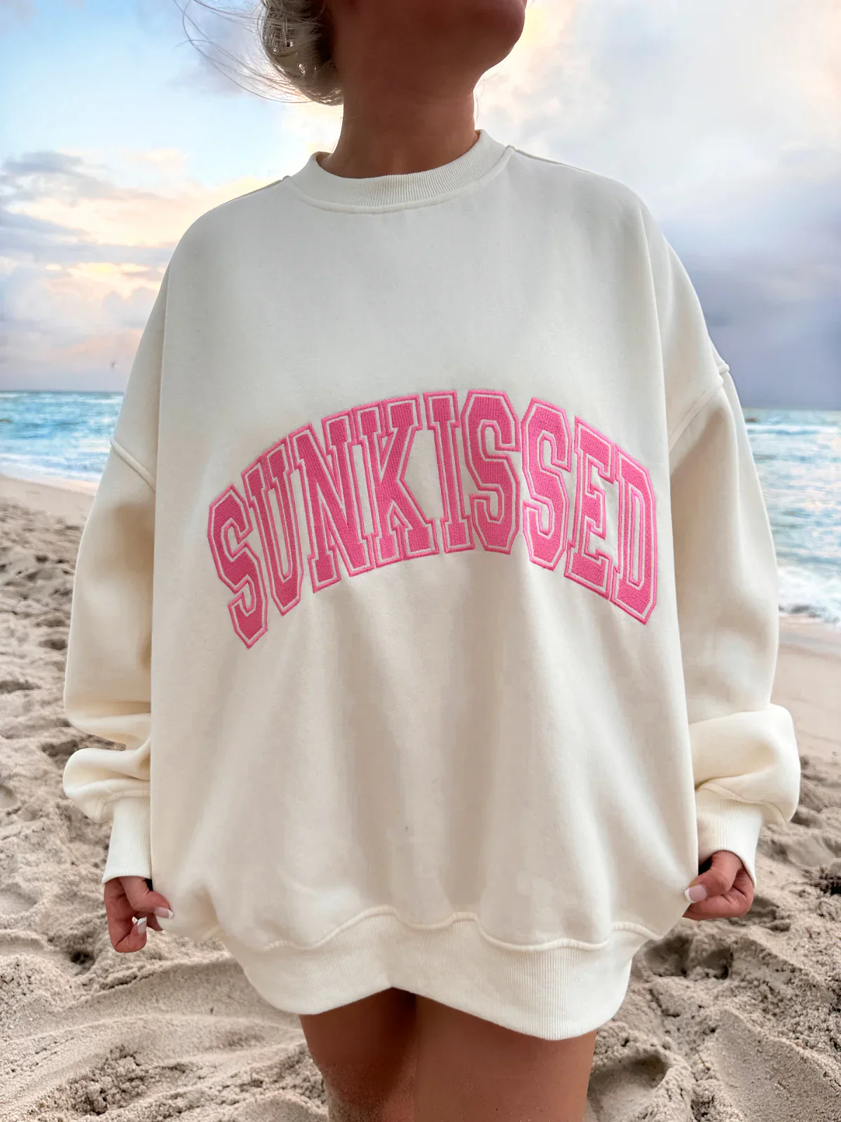 Sunkissed Collegiate Embroider Oversized Crewneck Sweatshirt - Image 23