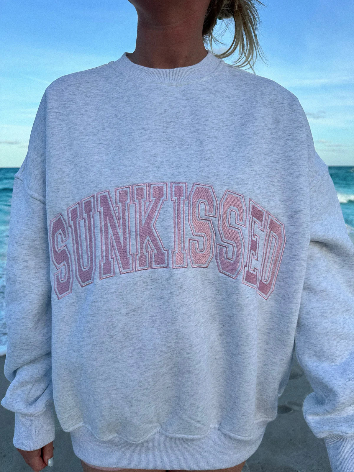 Sunkissed Collegiate Embroider Oversized Crewneck Sweatshirt - Image 4