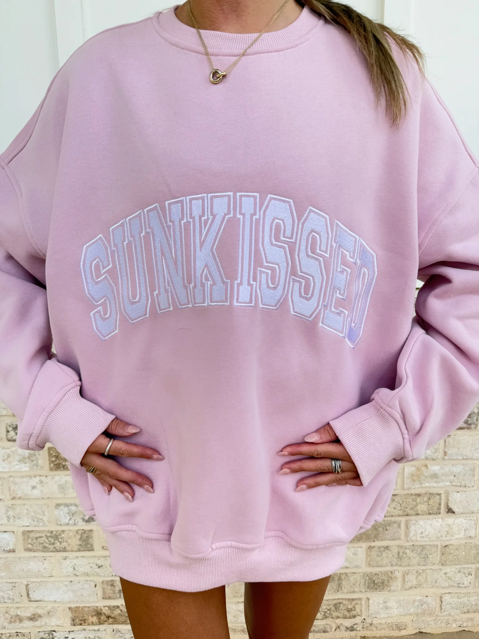 Sunkissed Collegiate Embroider Oversized Crewneck Sweatshirt - Image 41