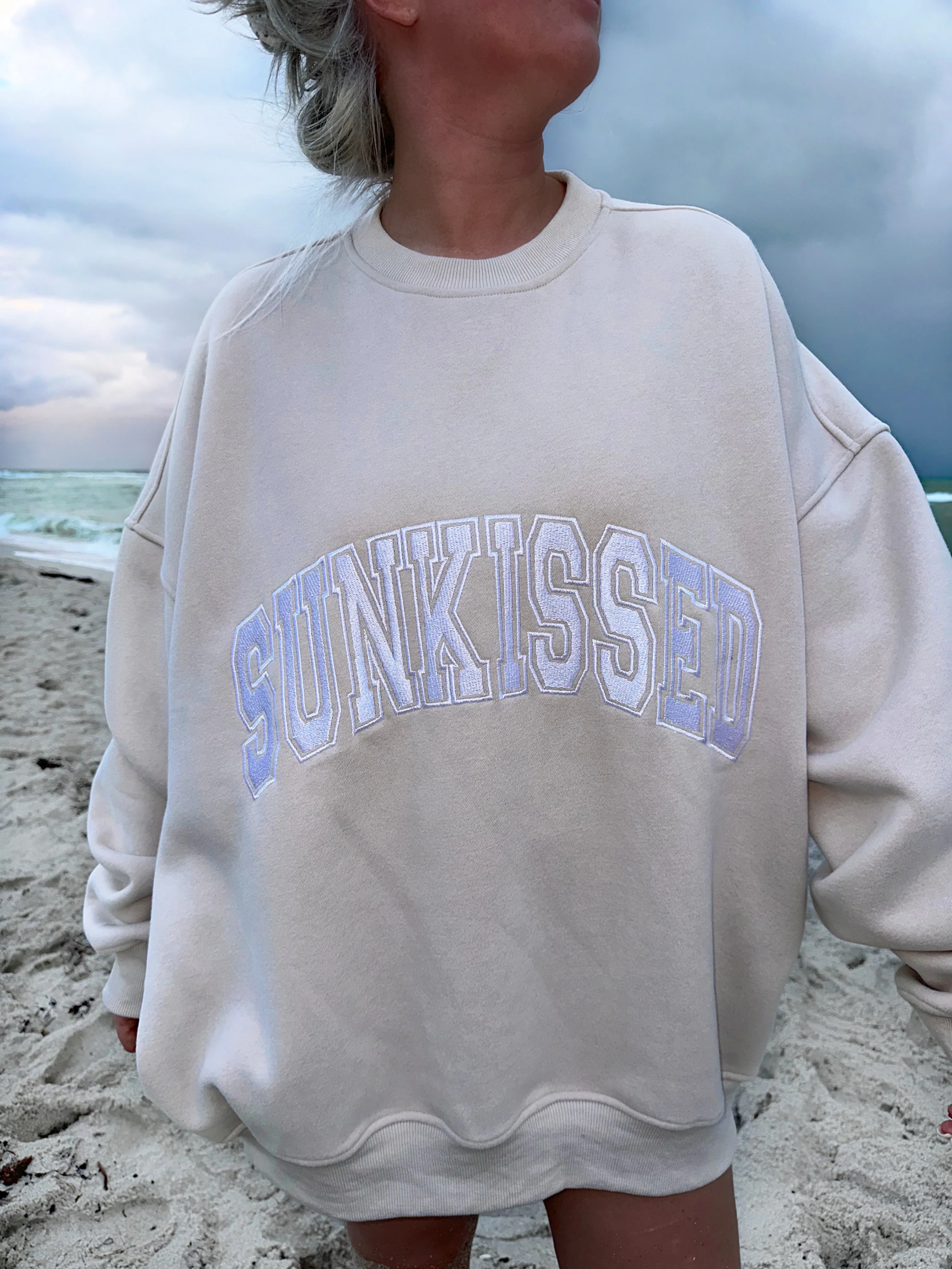 Sunkissed Collegiate Embroider Oversized Crewneck Sweatshirt - Image 5