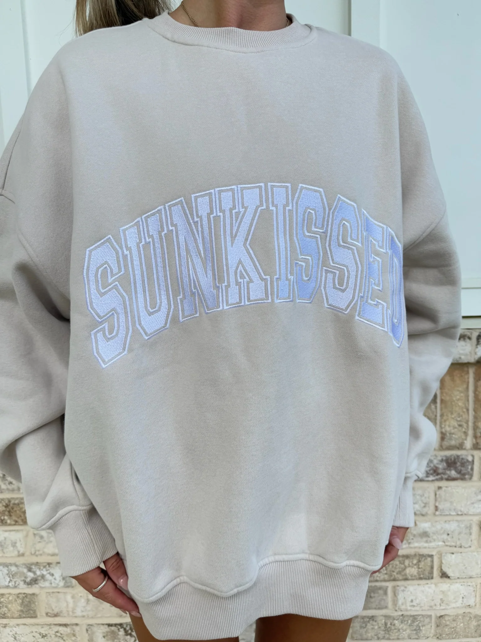 Sunkissed Collegiate Embroider Oversized Crewneck Sweatshirt - Image 53