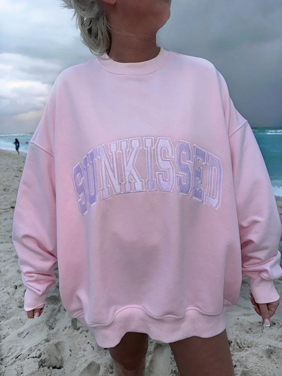 Sunkissed Collegiate Embroider Oversized Crewneck Sweatshirt - Image 6