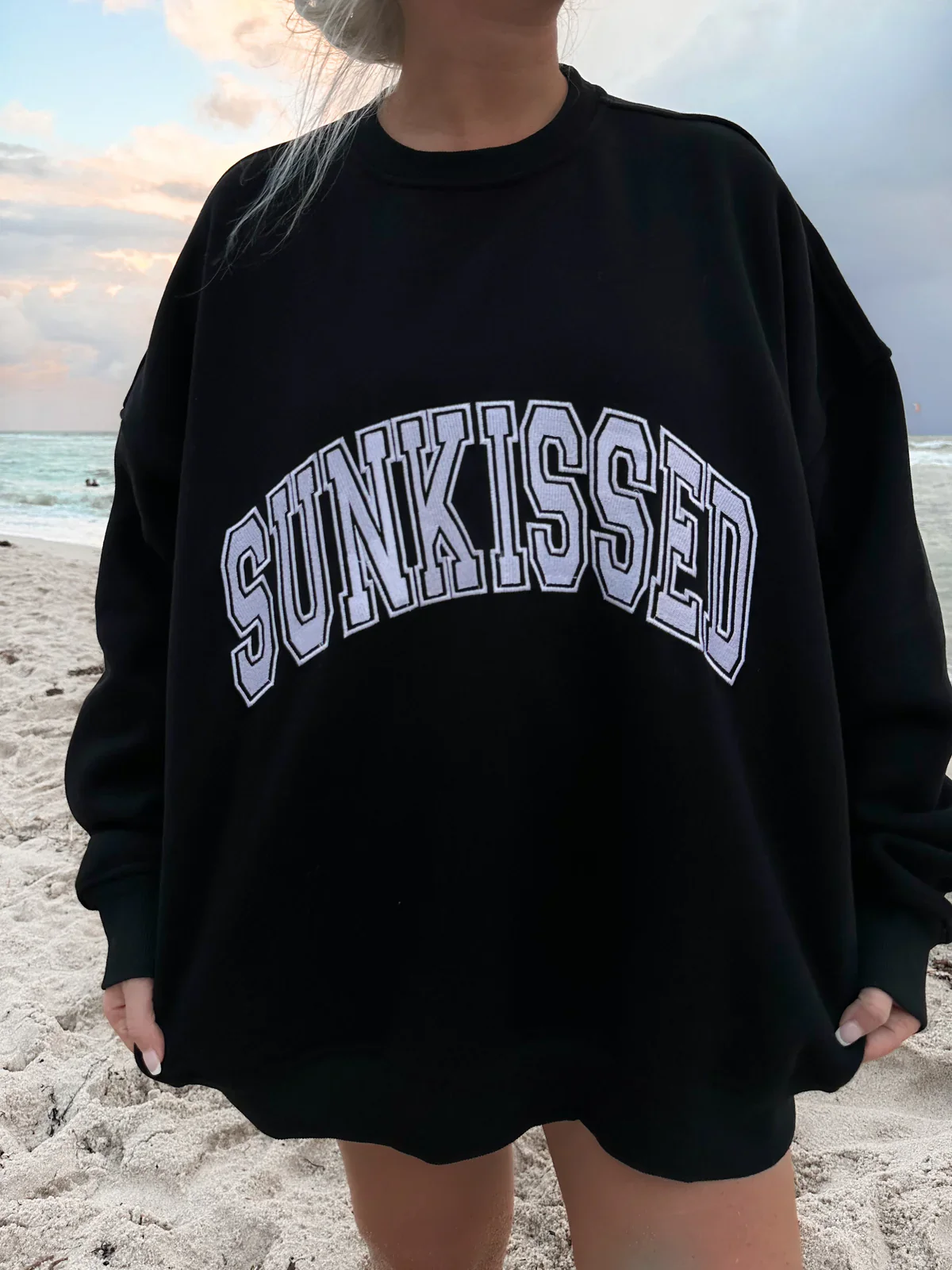 Sunkissed Collegiate Embroider Oversized Crewneck Sweatshirt - Image 8