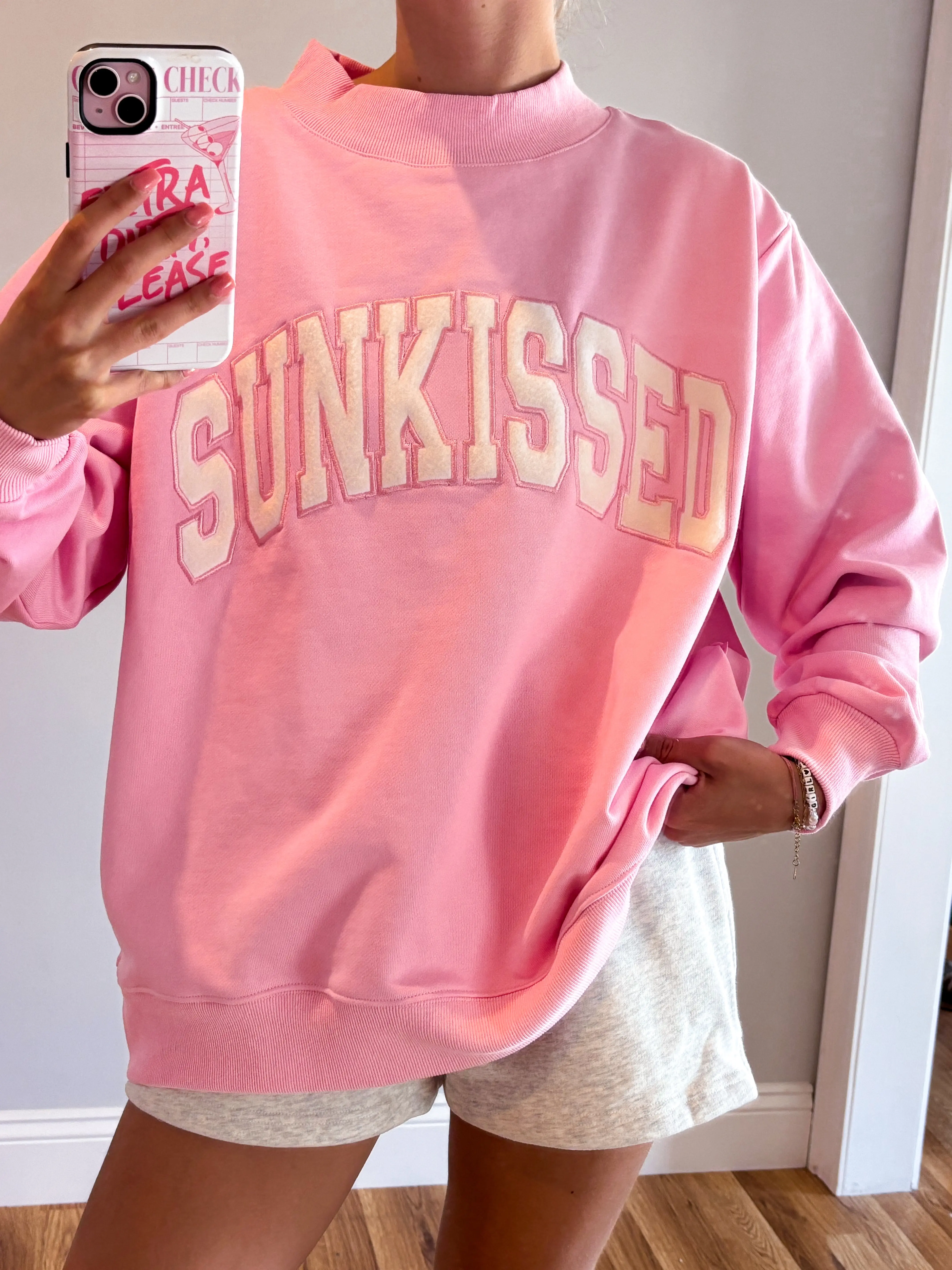Sunkissed Collegiate Embroider Oversized Mockneck Sweatshirt 100% Cotton - Image 10