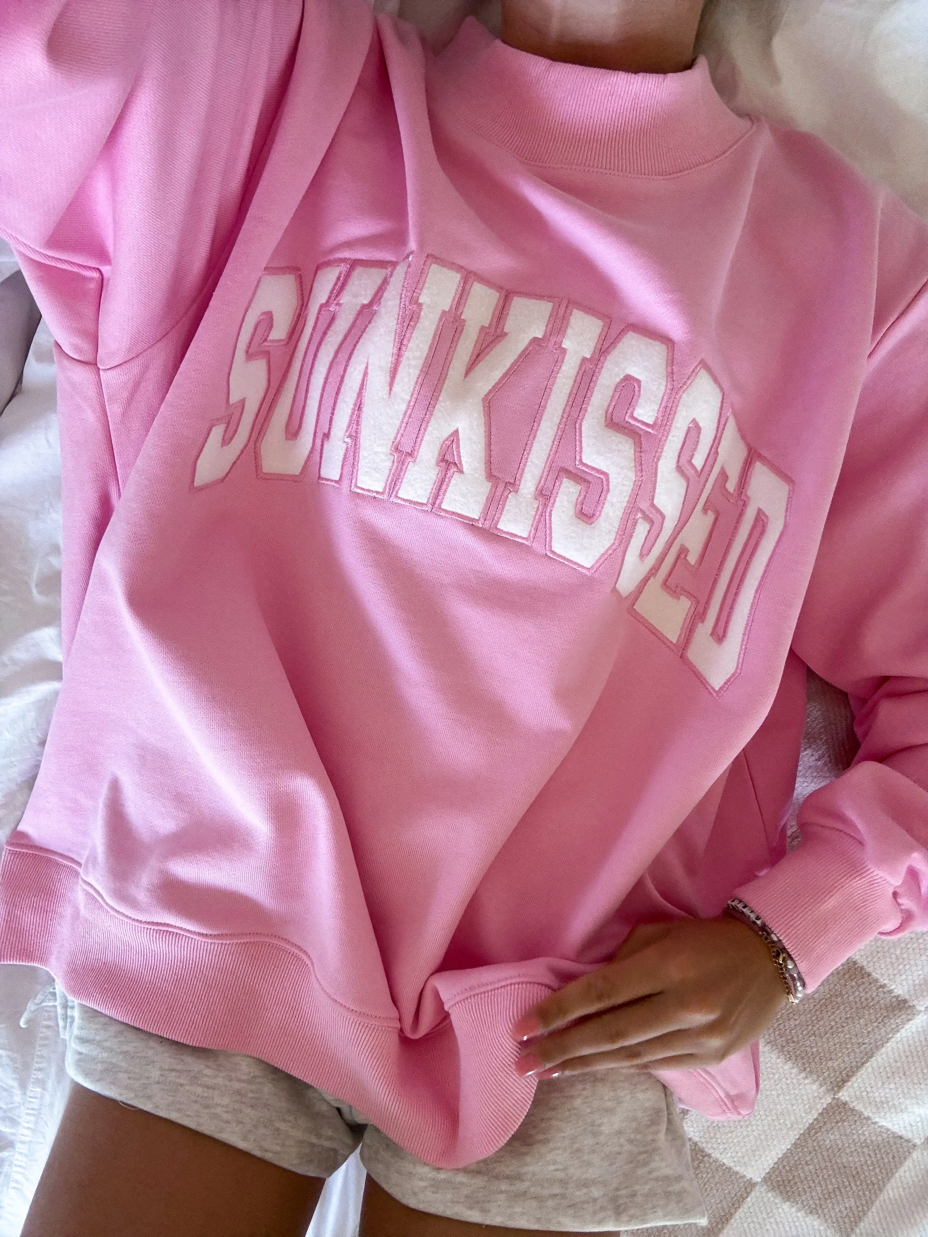 Sunkissed Collegiate Embroider Oversized Mockneck Sweatshirt 100% Cotton - Image 11