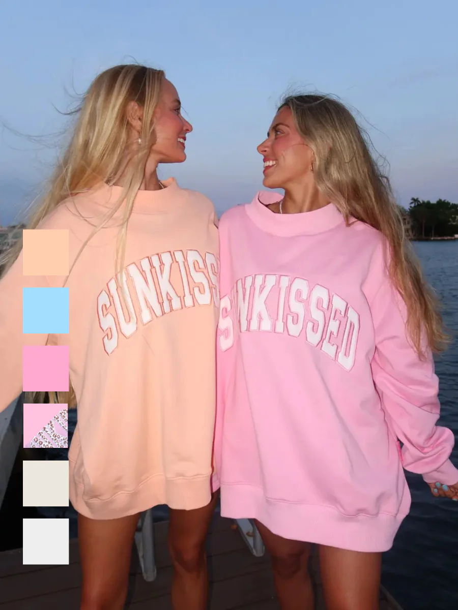 Sunkissed Collegiate Embroider Oversized Mockneck Sweatshirt 100% Cotton - Image 12