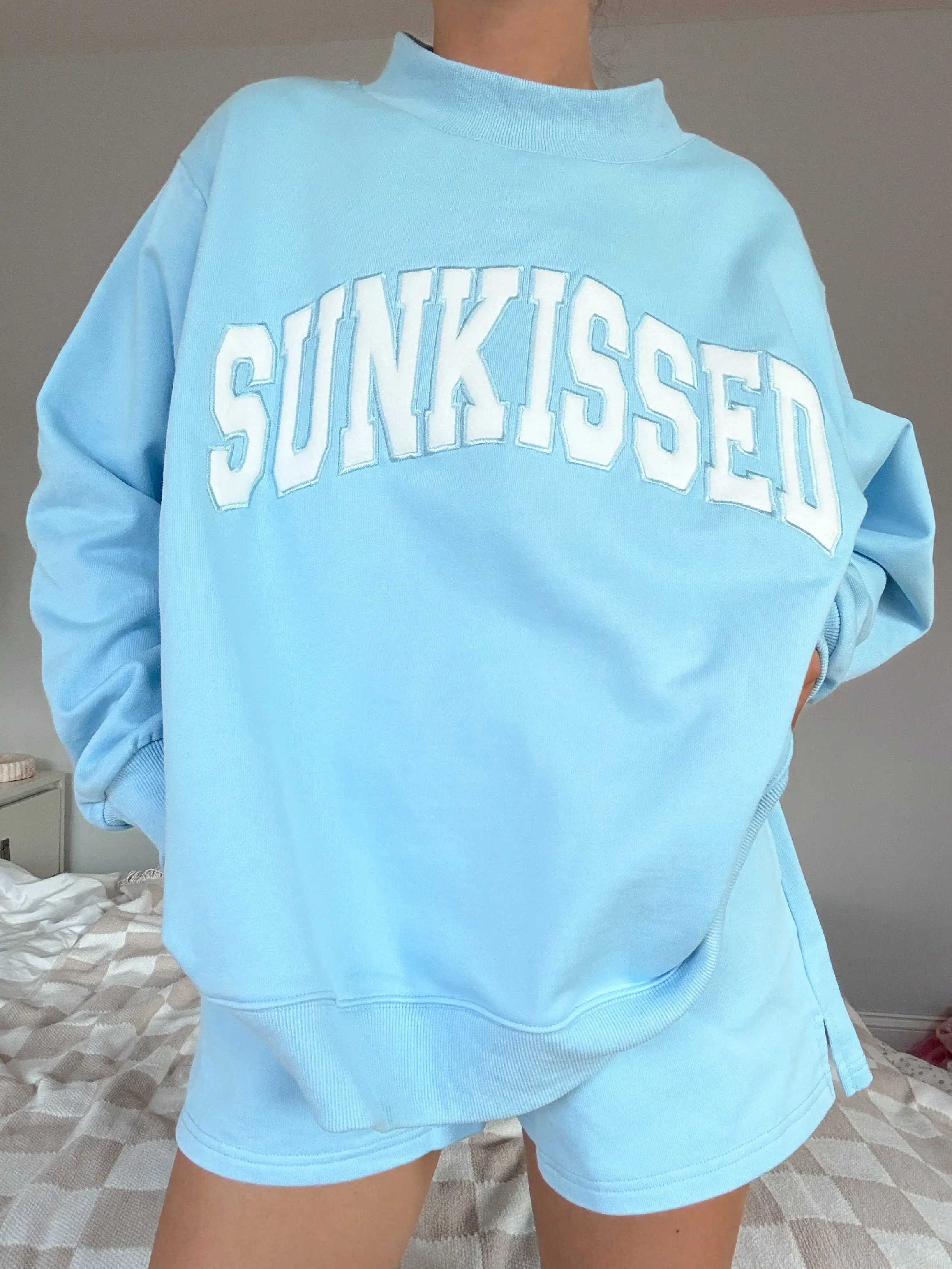 Sunkissed Collegiate Embroider Oversized Mockneck Sweatshirt 100% Cotton - Image 13