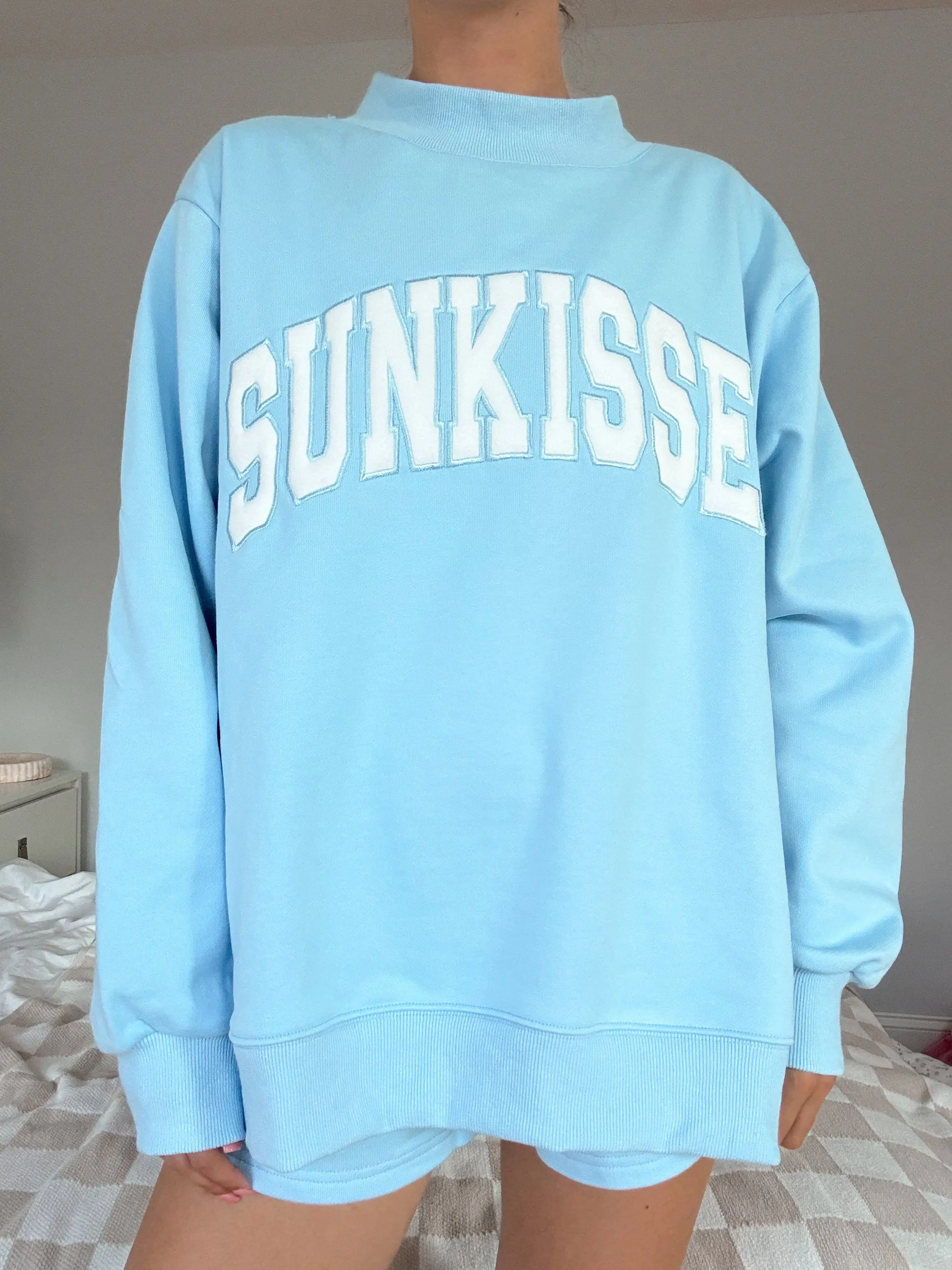 Sunkissed Collegiate Embroider Oversized Mockneck Sweatshirt 100% Cotton - Image 14