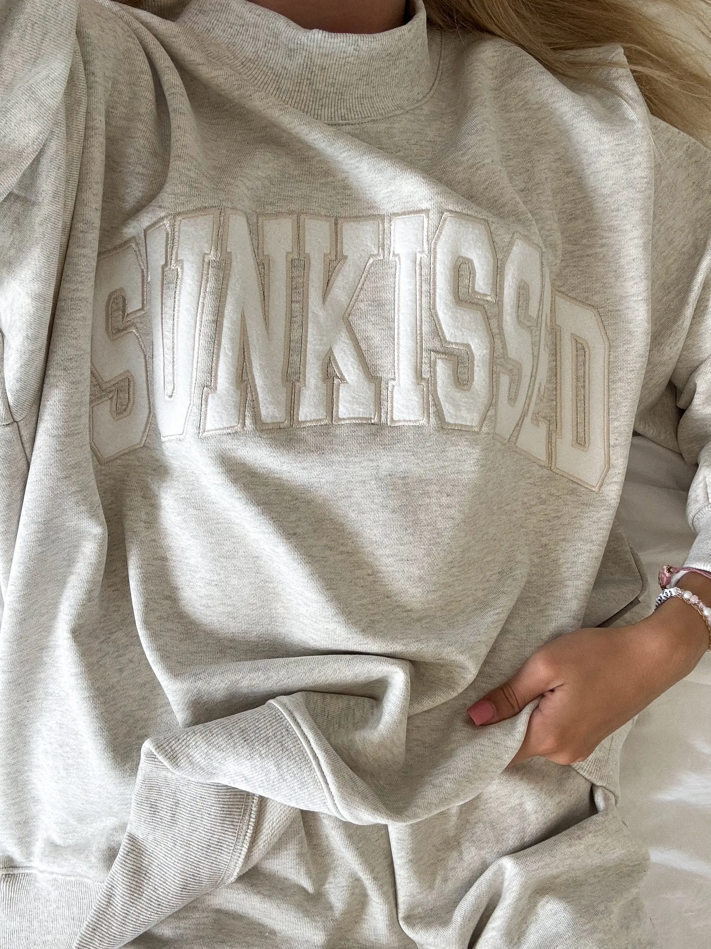 Sunkissed Collegiate Embroider Oversized Mockneck Sweatshirt 100% Cotton - Image 17