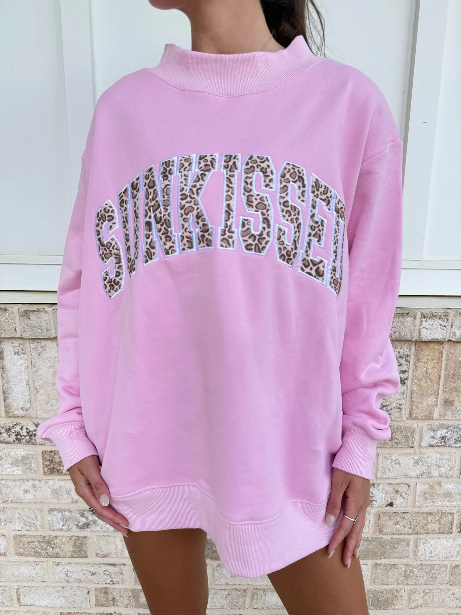 Sunkissed Collegiate Embroider Oversized Mockneck Sweatshirt 100% Cotton - Image 21