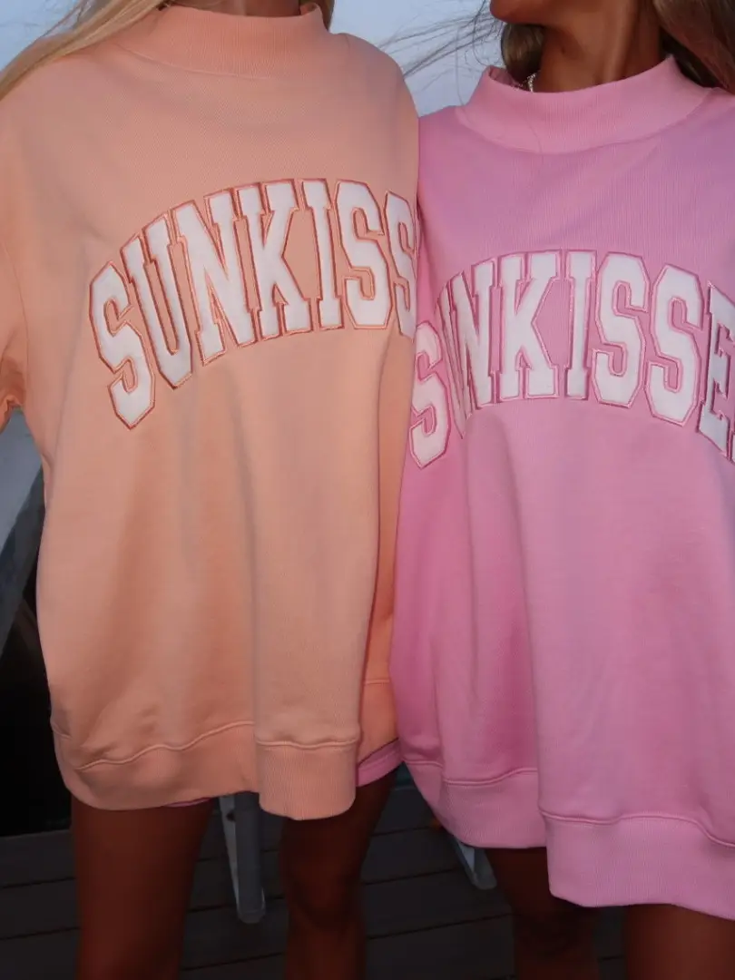 Sunkissed Collegiate Embroider Oversized Mockneck Sweatshirt 100% Cotton - Image 5