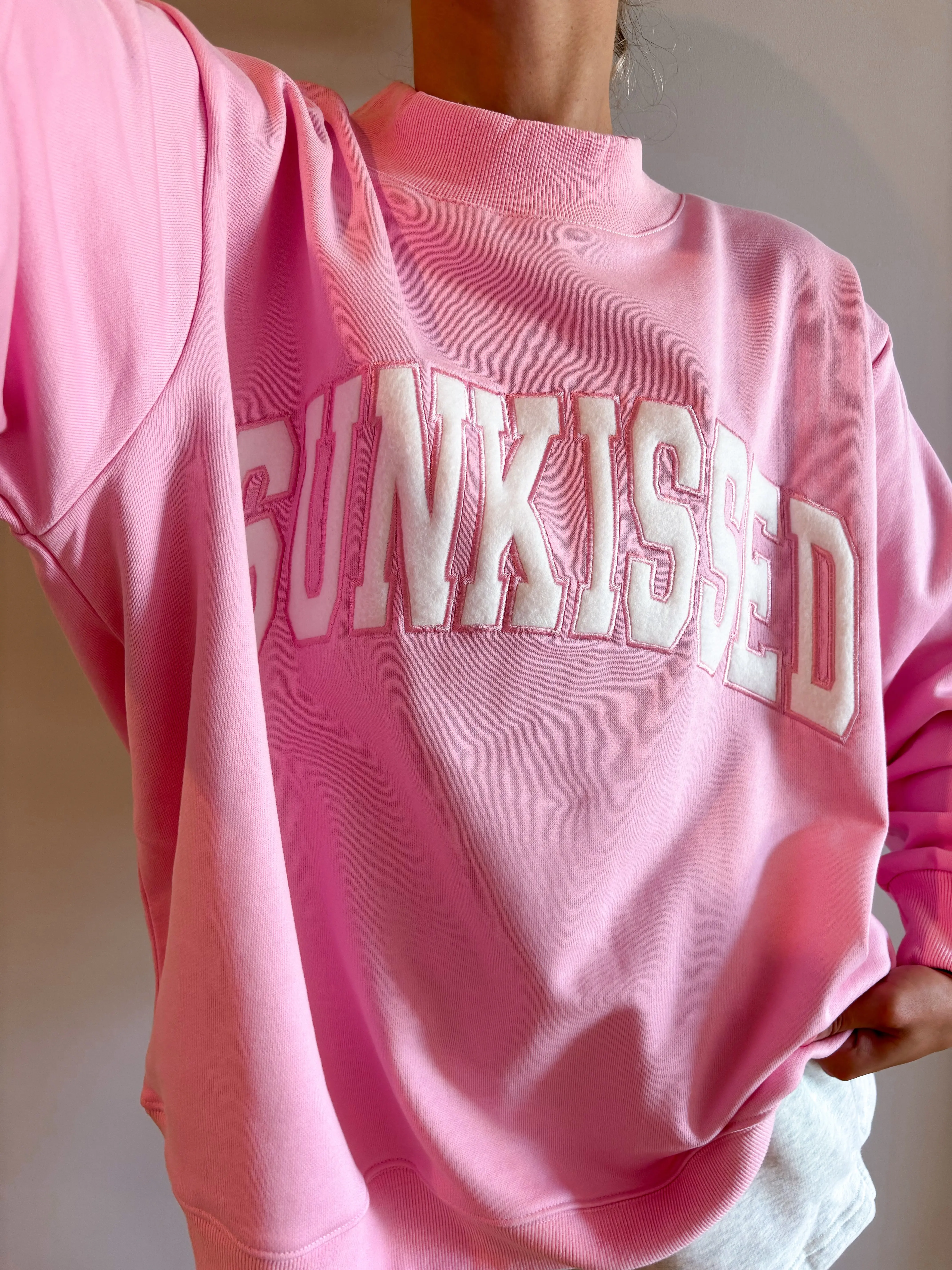 Sunkissed Collegiate Embroider Oversized Mockneck Sweatshirt 100% Cotton - Image 8