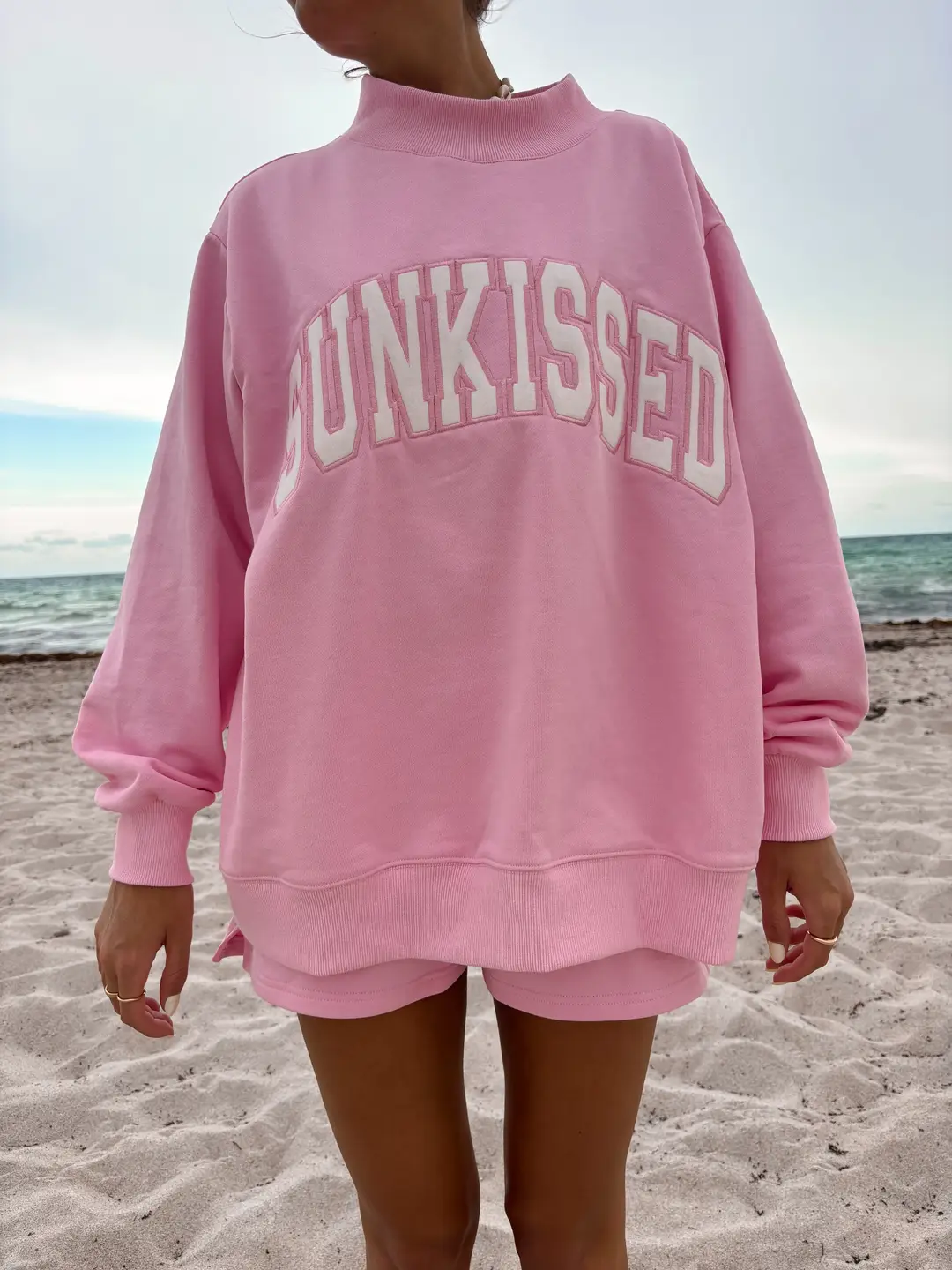 Sunkissed Collegiate Embroider Oversized Mockneck Sweatshirt 100% Cotton - Image 9