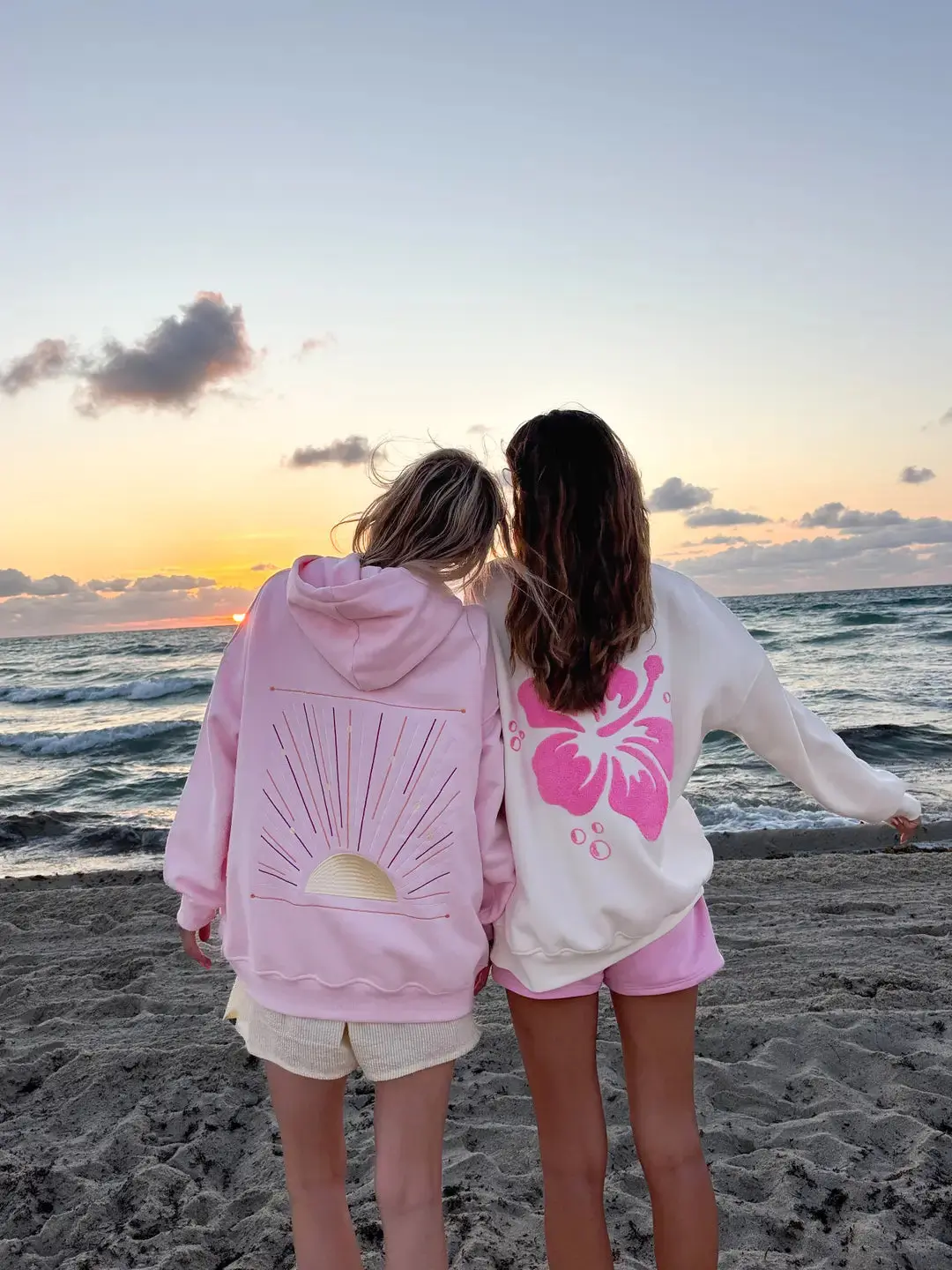 Light Pink Sunset Rays Embroider Hoodie - Image 4