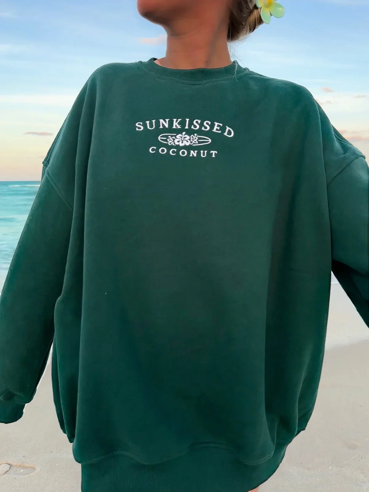 Sunkissedcoconut Embroider Oversized Crewneck Sweatshirt - Image 12