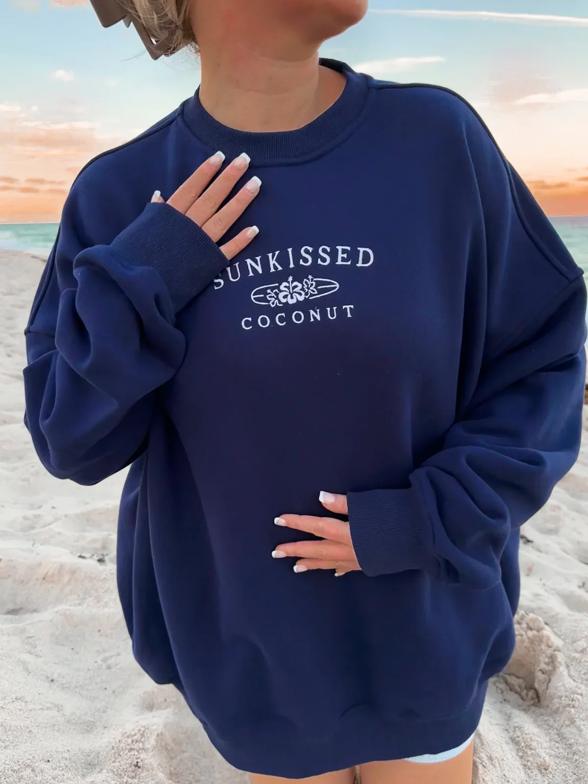 Sunkissedcoconut Embroider Oversized Crewneck Sweatshirt - Image 13