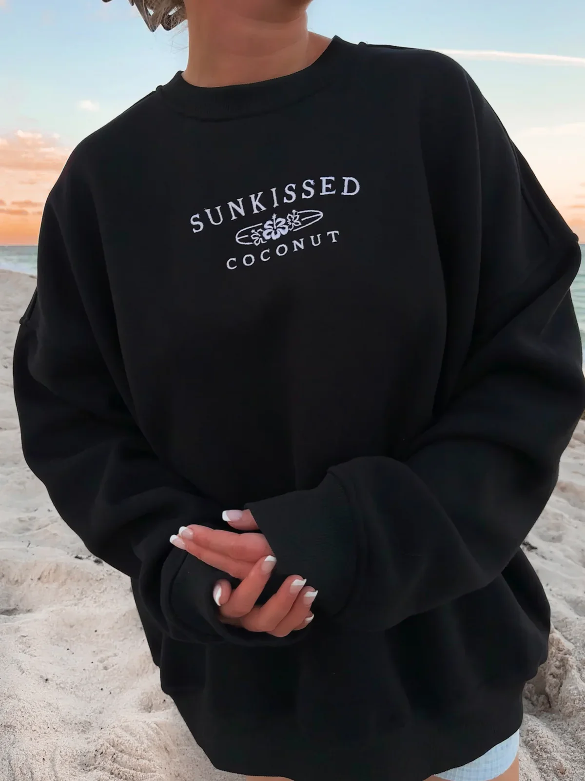 Sunkissedcoconut Embroider Oversized Crewneck Sweatshirt - Image 15