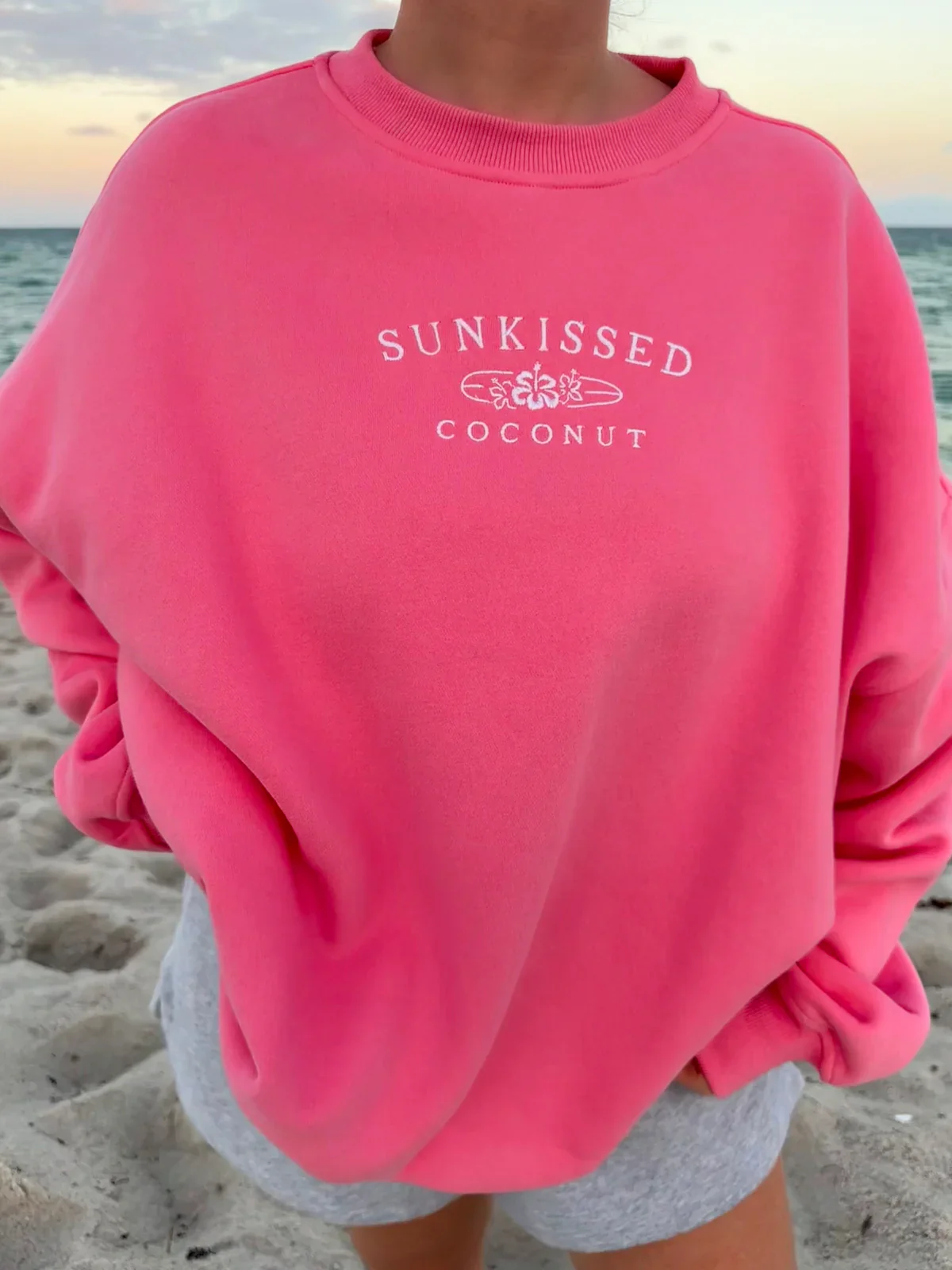 Sunkissedcoconut Embroider Oversized Crewneck Sweatshirt - Image 5