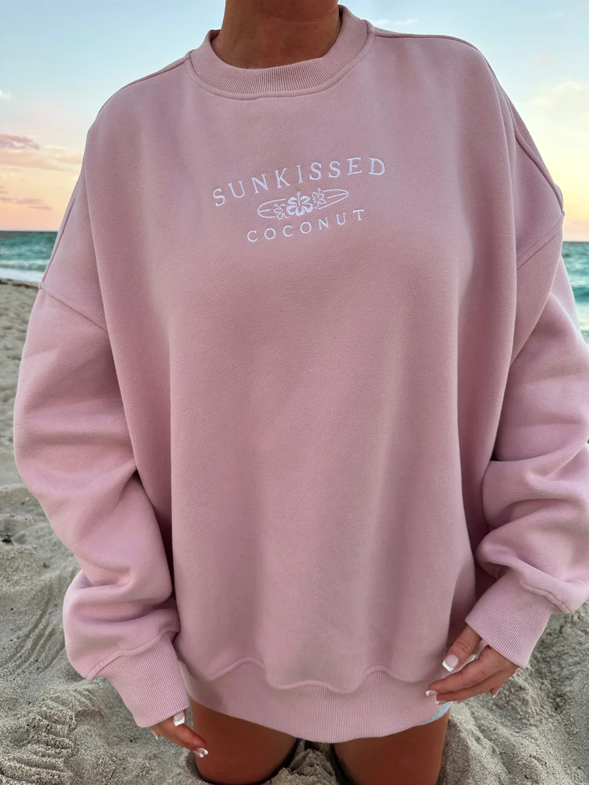 Sunkissedcoconut Embroider Oversized Crewneck Sweatshirt - Image 6