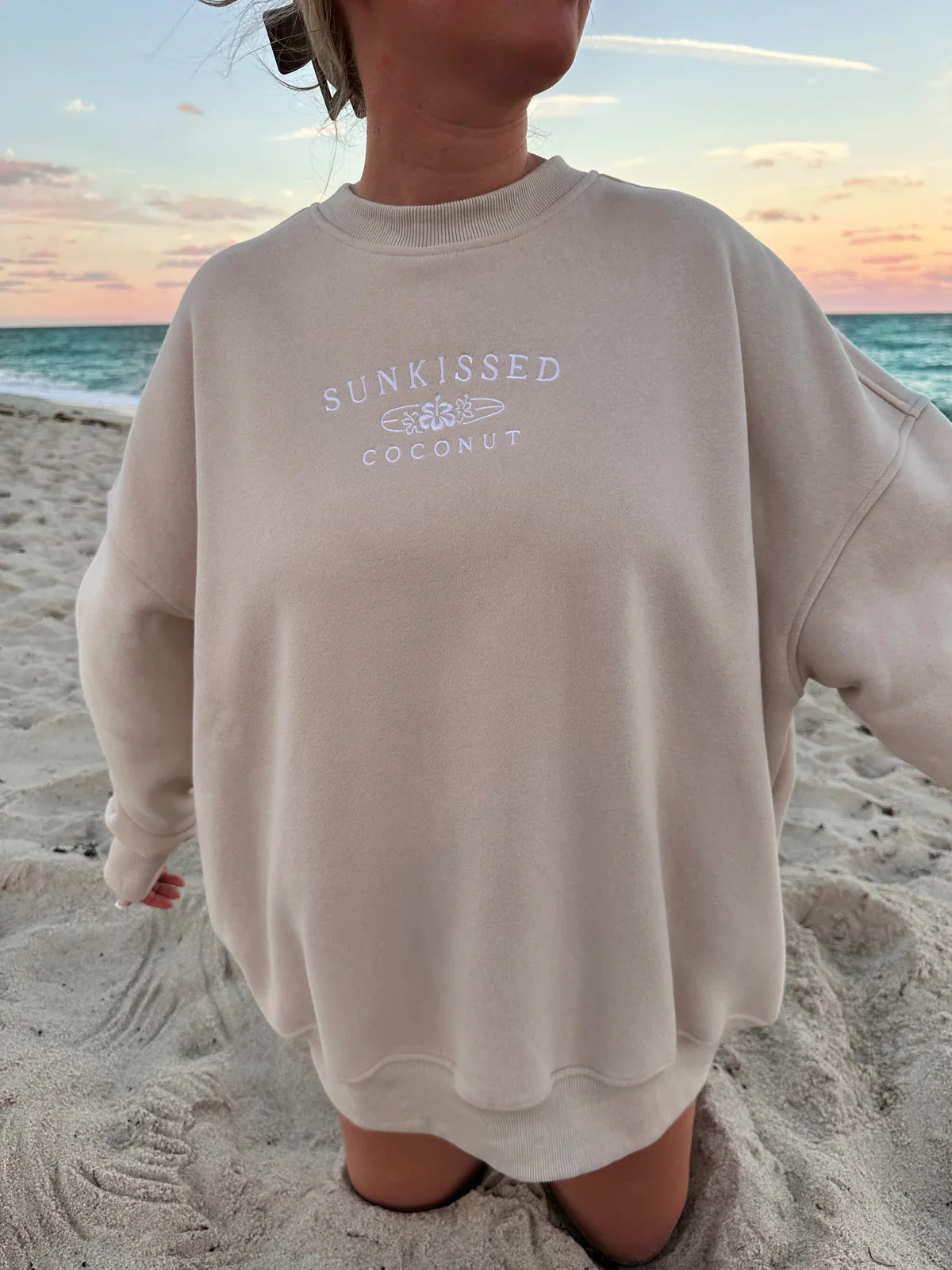 Sunkissedcoconut Embroider Oversized Crewneck Sweatshirt - Image 7
