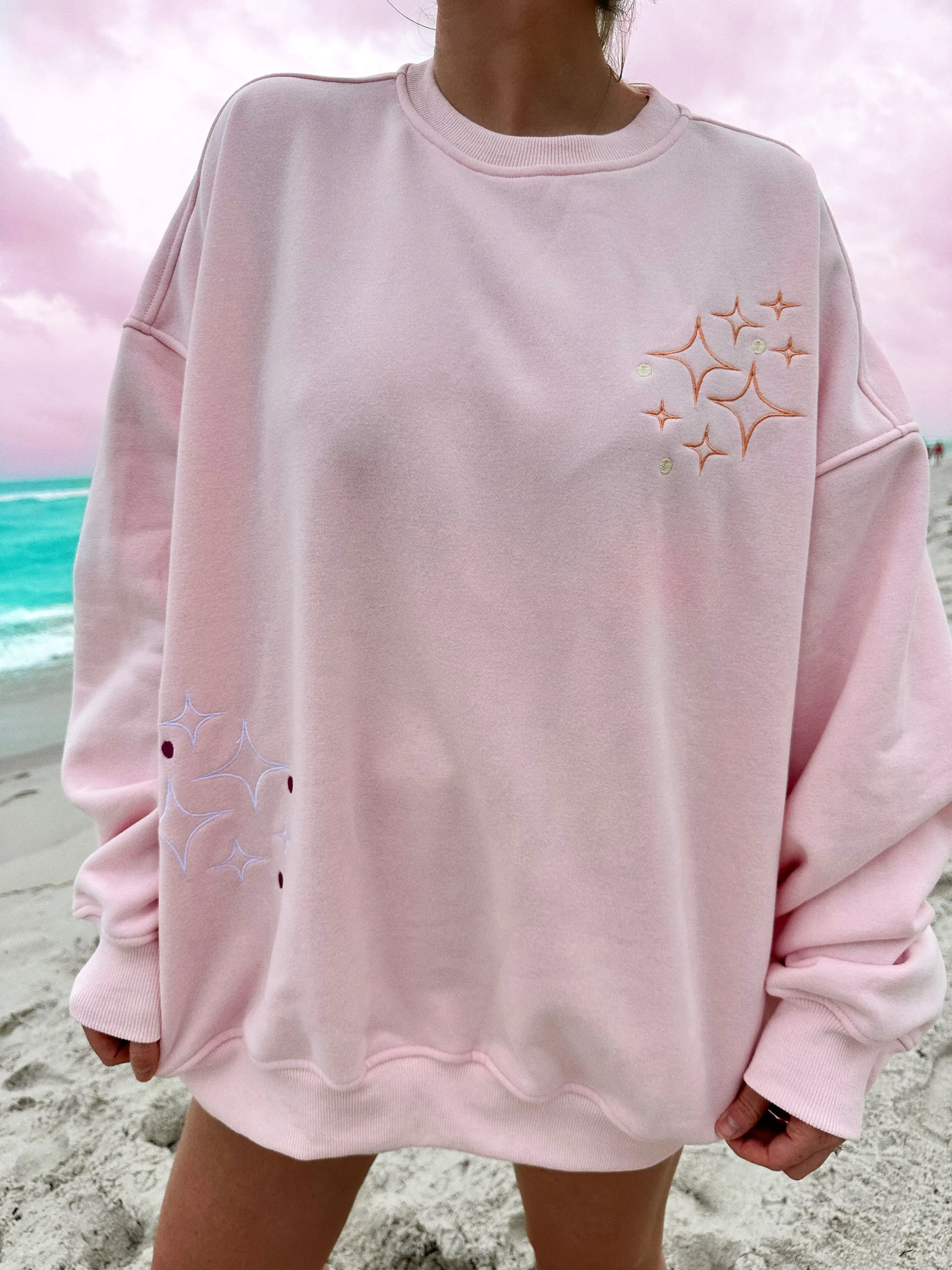 Light Pink Sunset Rays Embroider Sweatshirt - Image 2