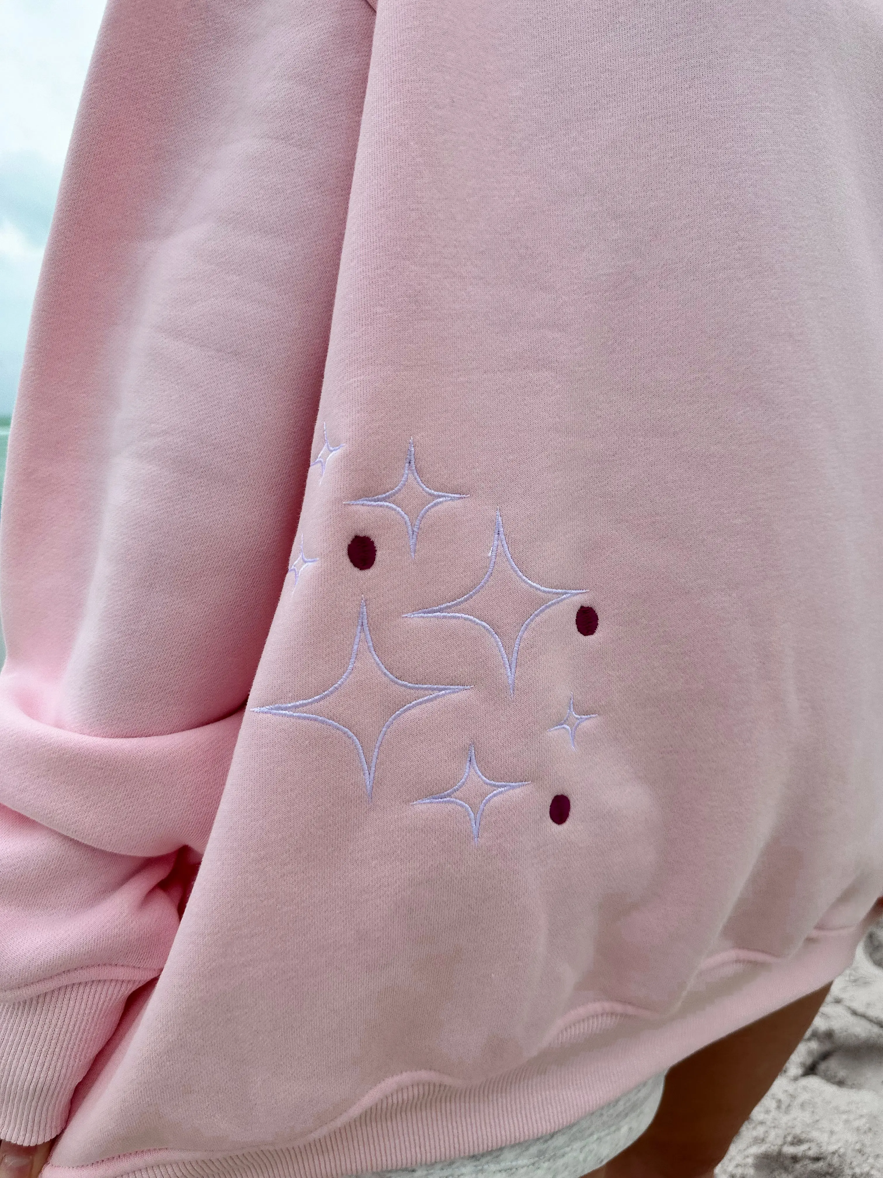 Light Pink Sunset Rays Embroider Sweatshirt - Image 4
