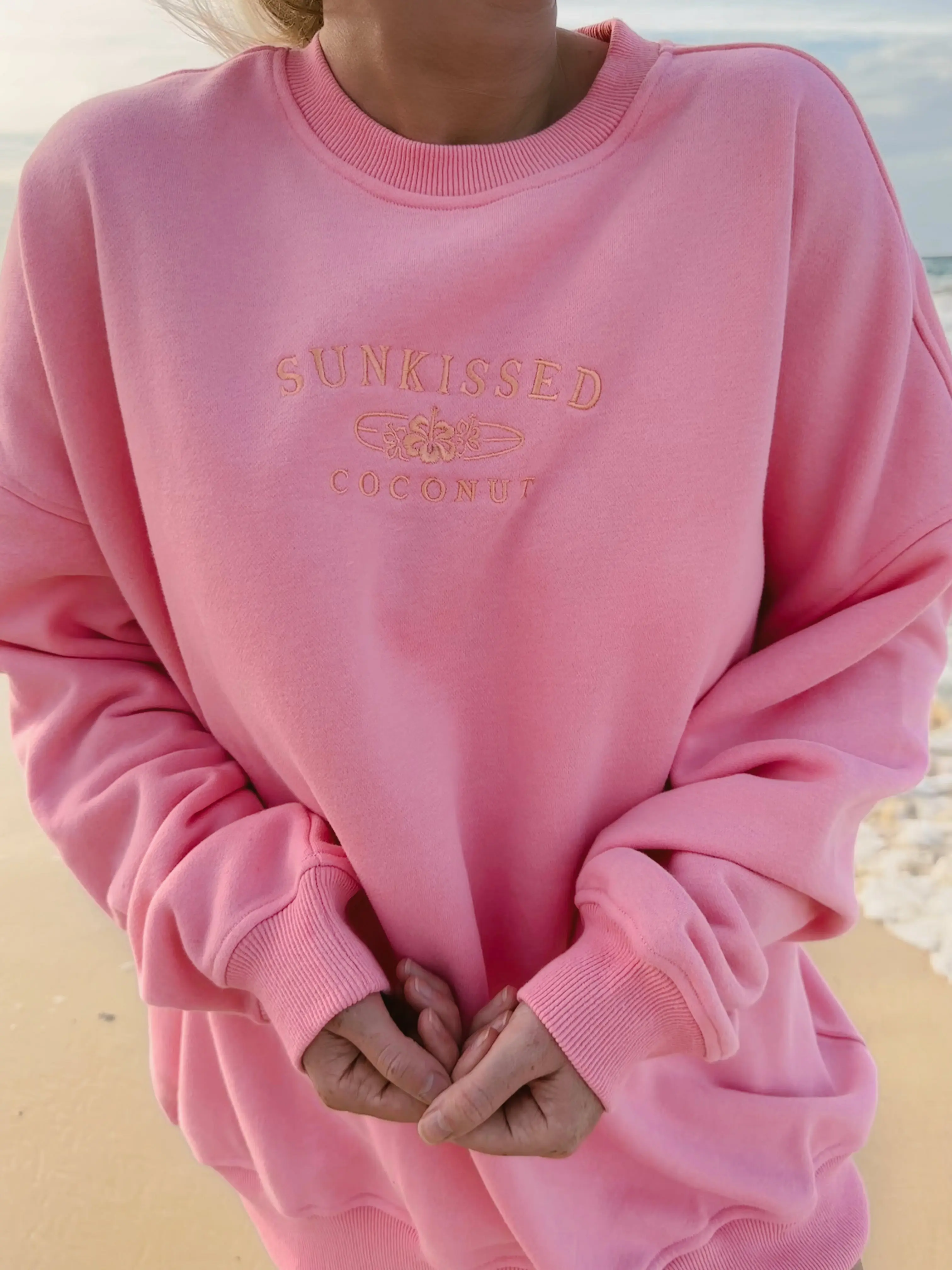 Lucky Pink Surfboard Crew Sweatshirt - Image 4