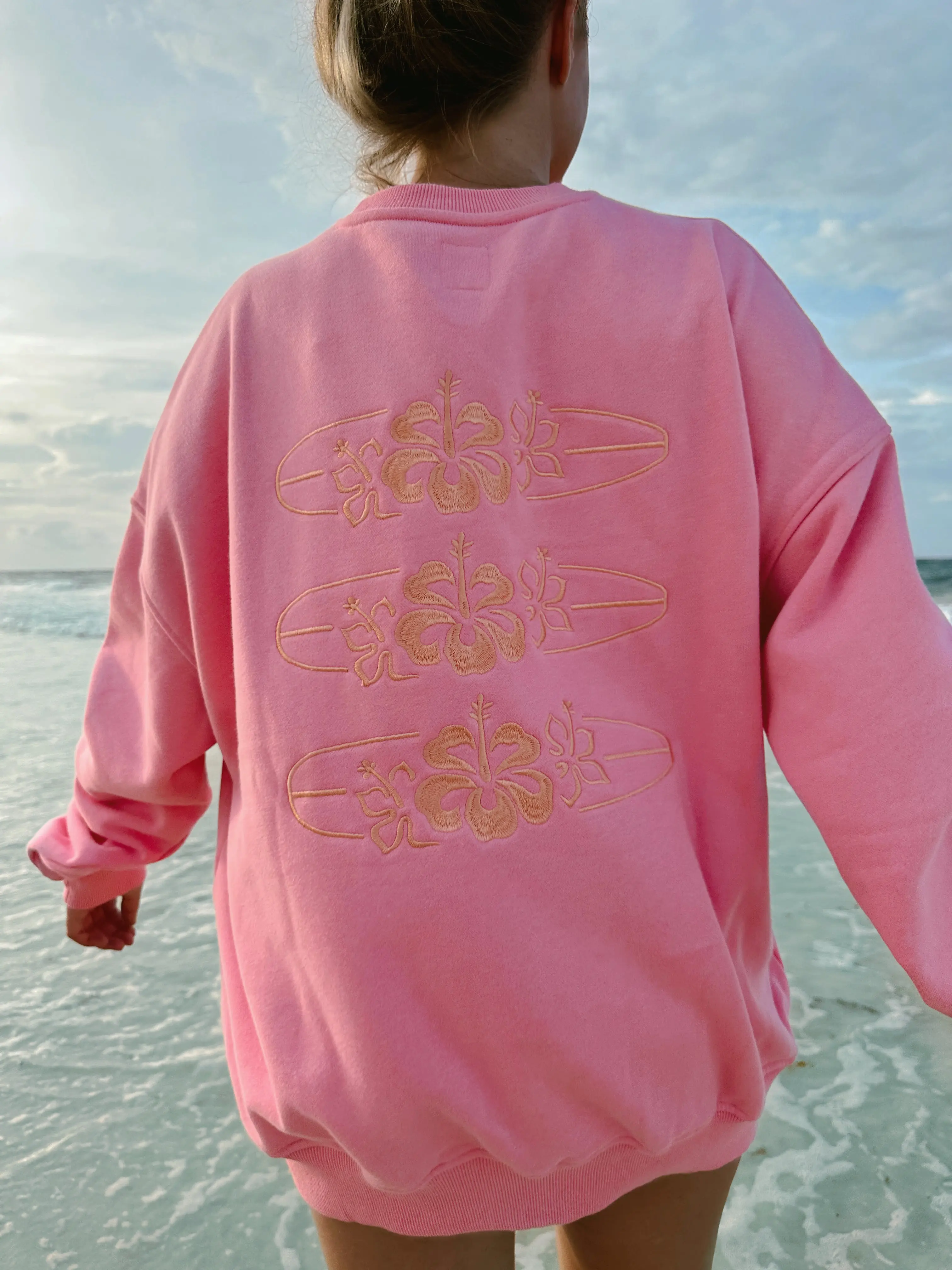 Lucky Pink Surfboard Crew Sweatshirt - Image 5