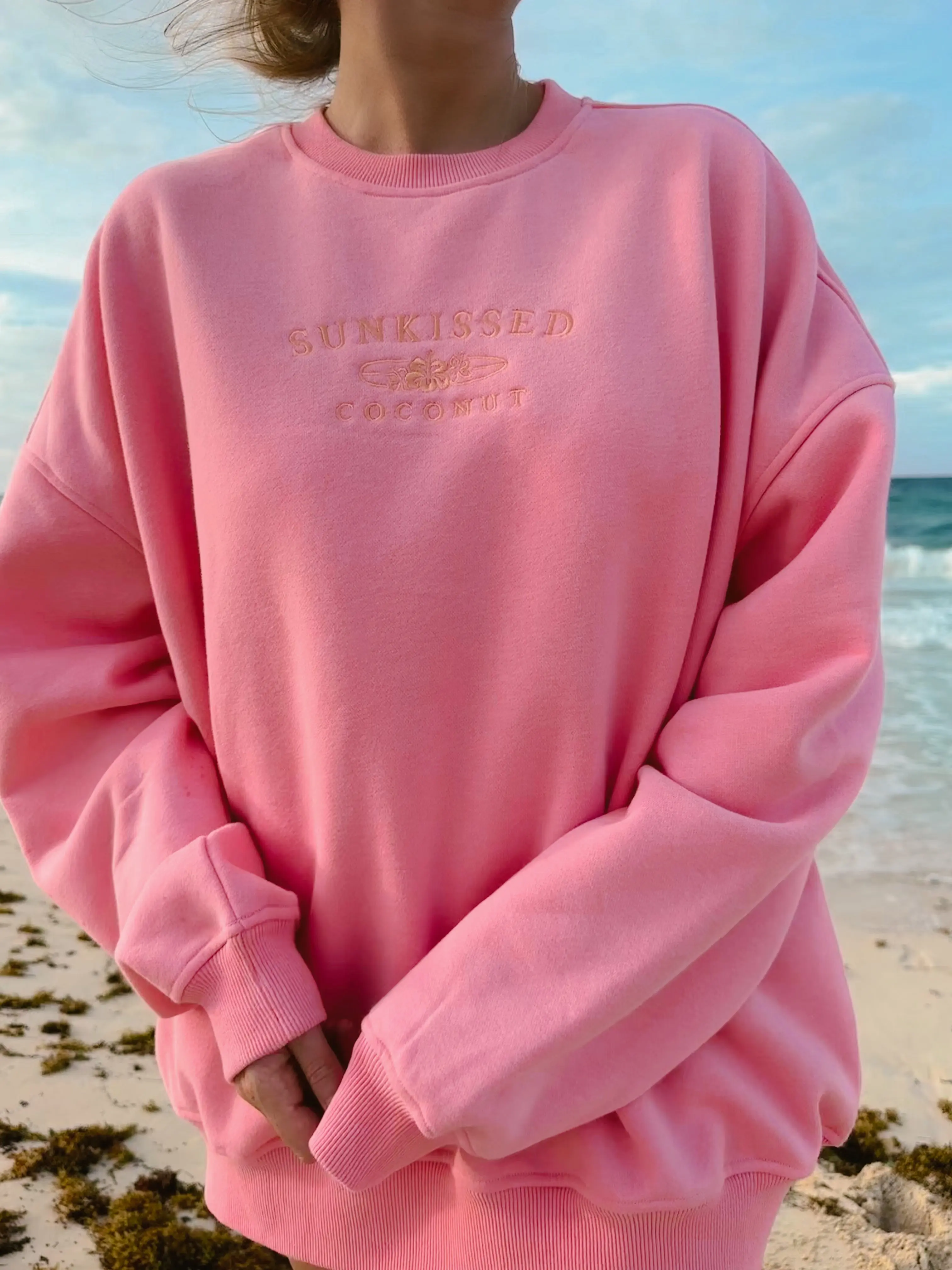 Lucky Pink Surfboard Crew Sweatshirt - Image 6