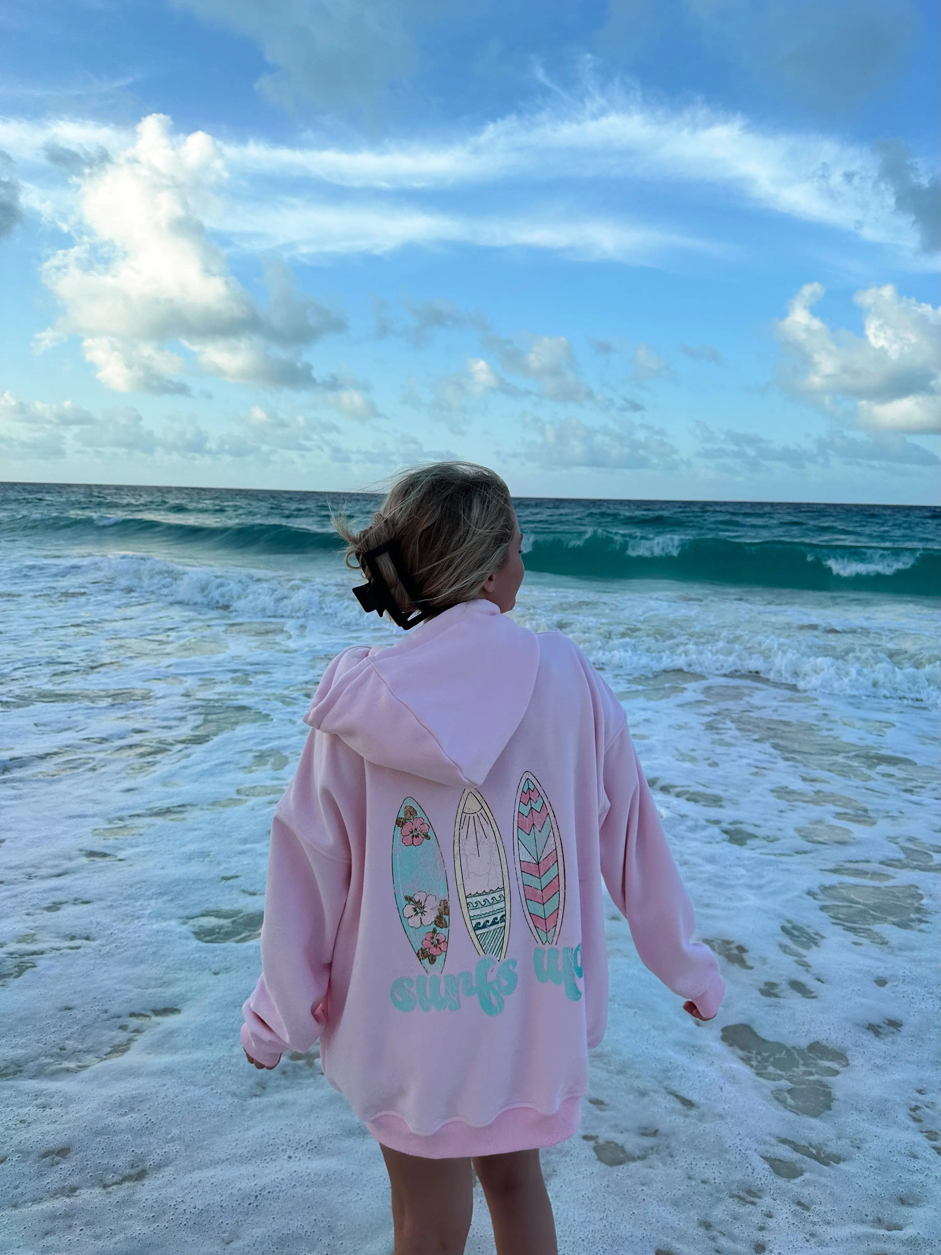 Light Pink Surfs Up Zip Up Hoodie - Image 9