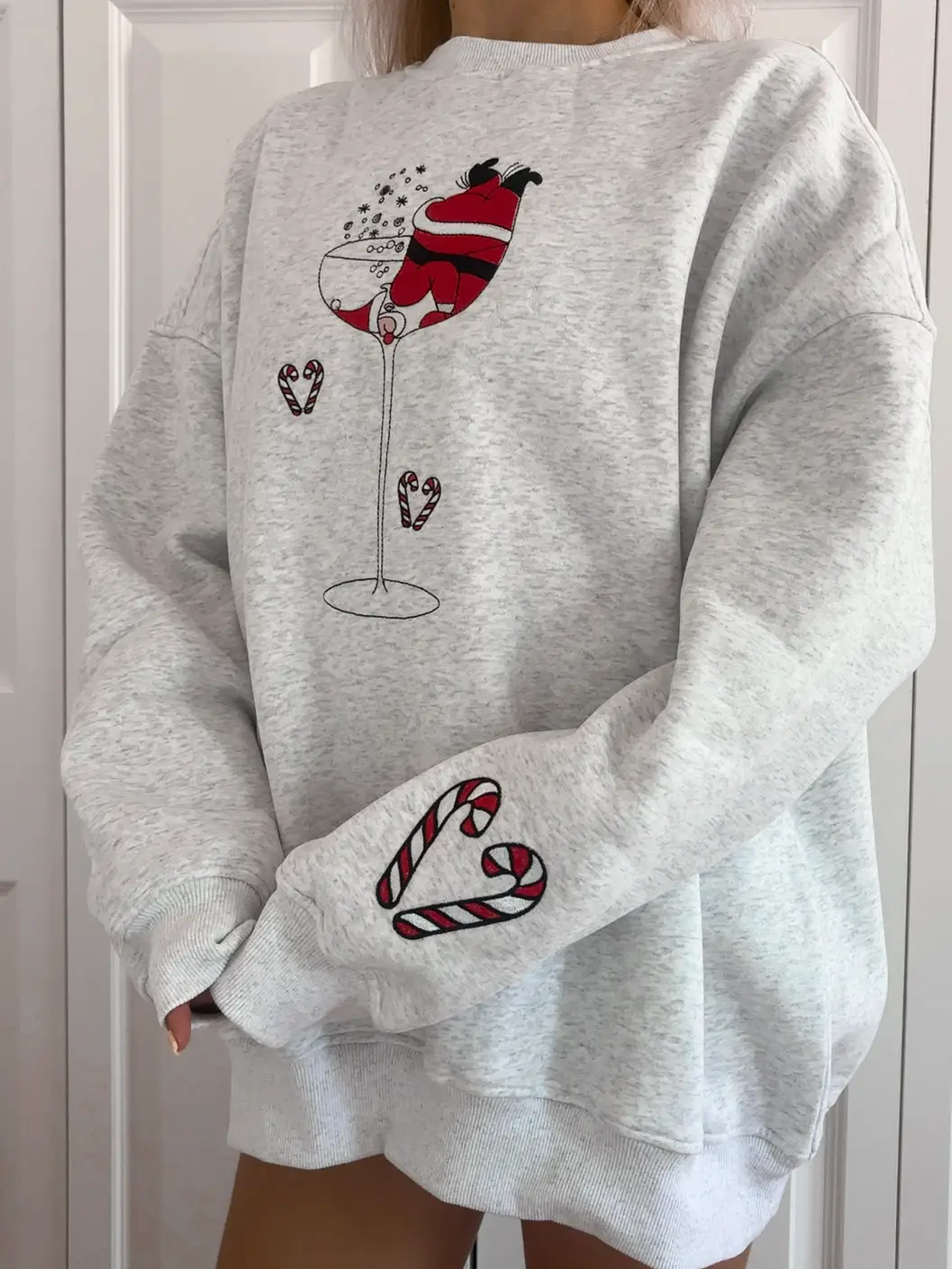 Tipsy Santa Christmas Embroidered Sweatshirt - Image 2