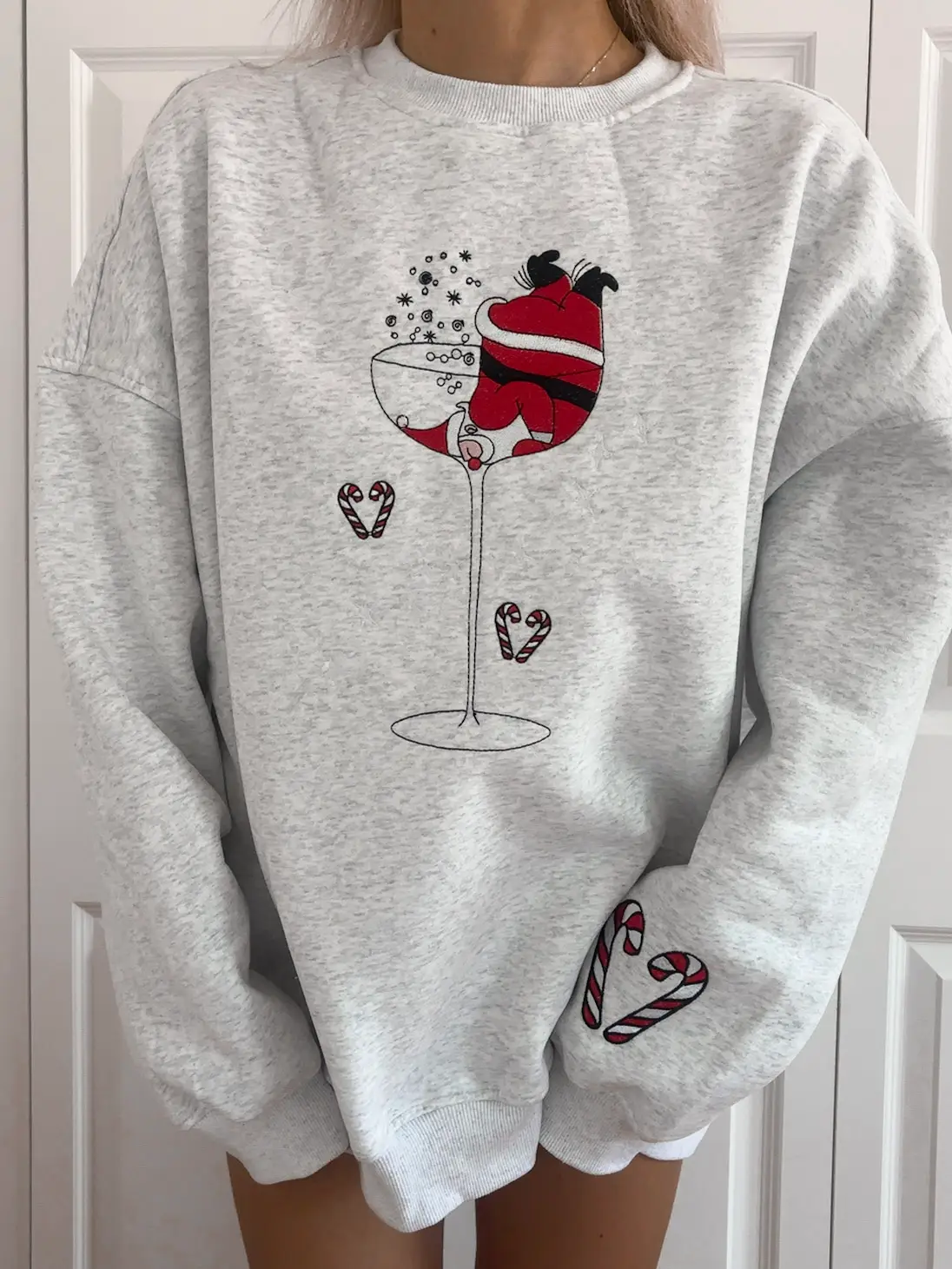 Tipsy Santa Christmas Embroidered Sweatshirt - Image 3