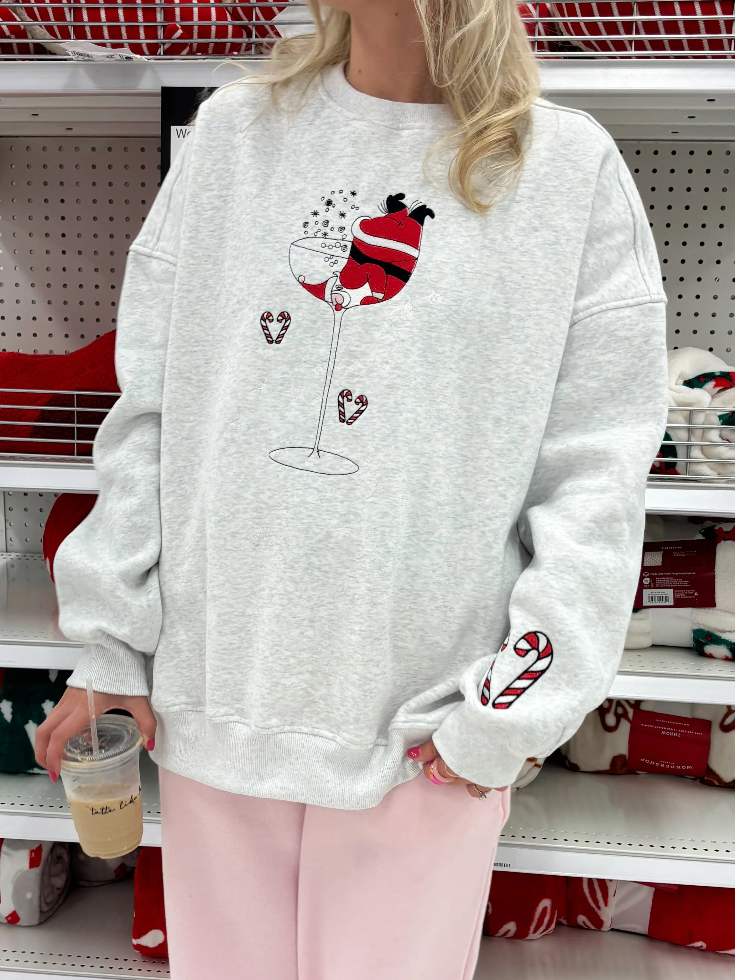 Tipsy Santa Christmas Embroidered Sweatshirt - Image 4