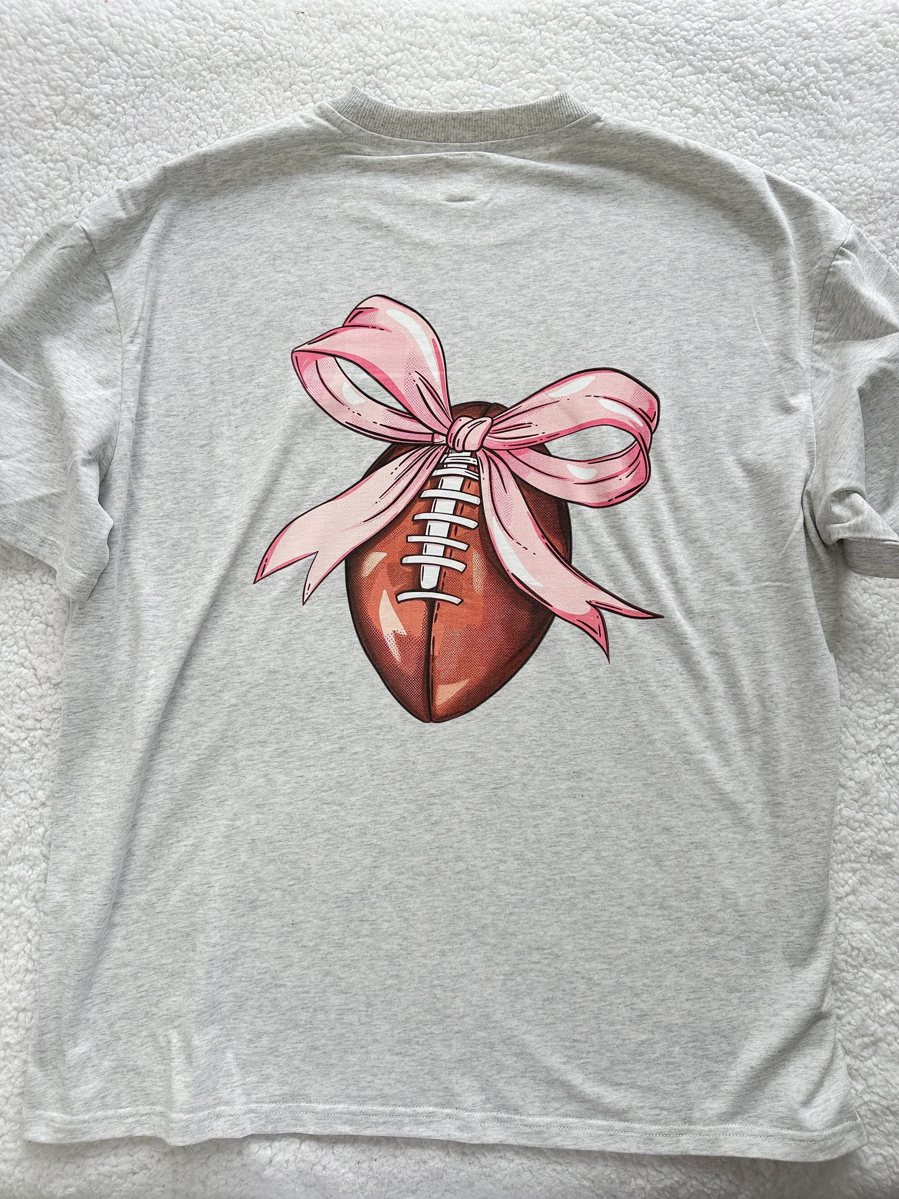 Game Day Coquette Bow Football Embroider Tee - Image 6