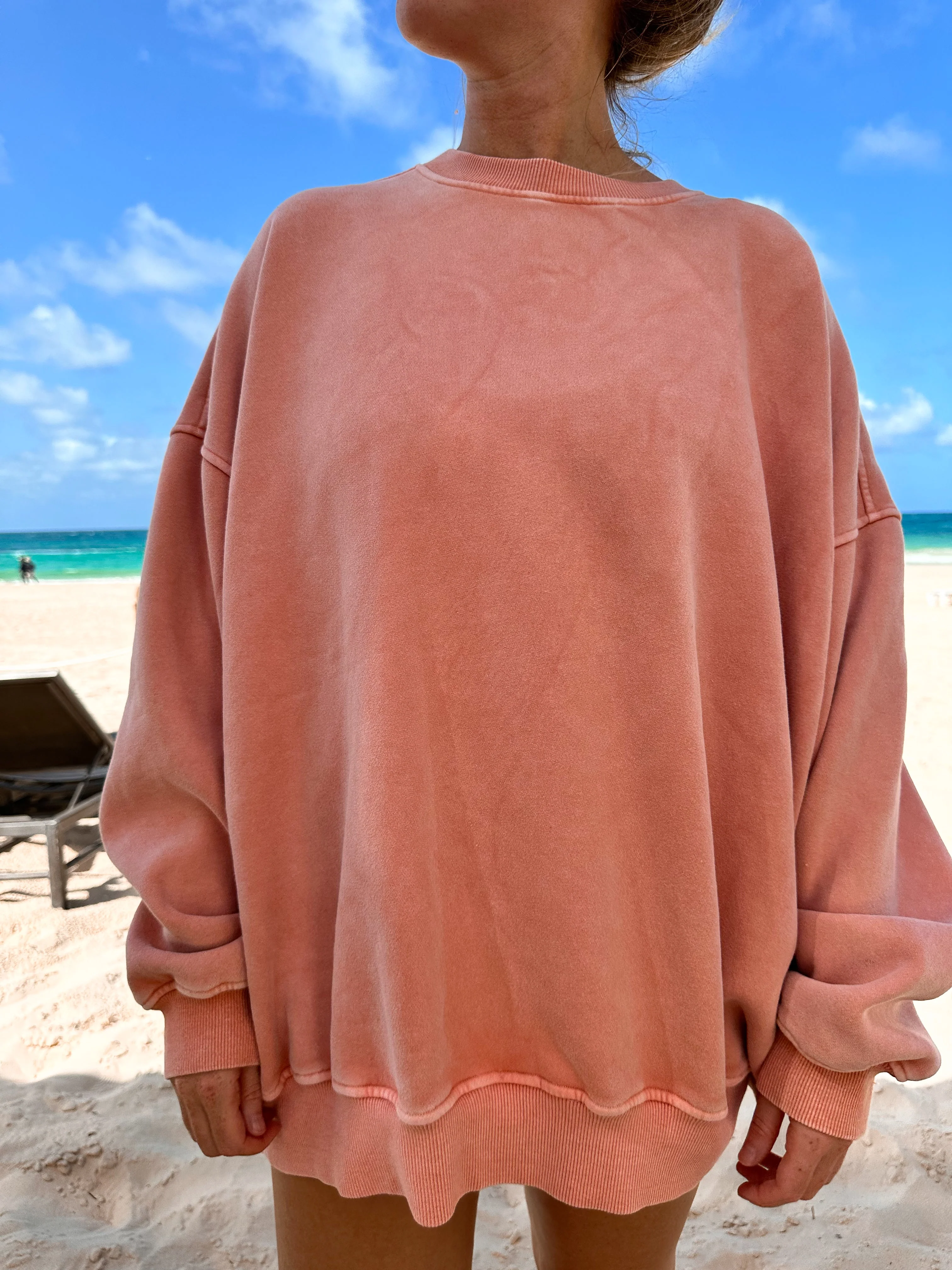 Vintage Orange Washed Basic Blank Sweatshirt - Image 2