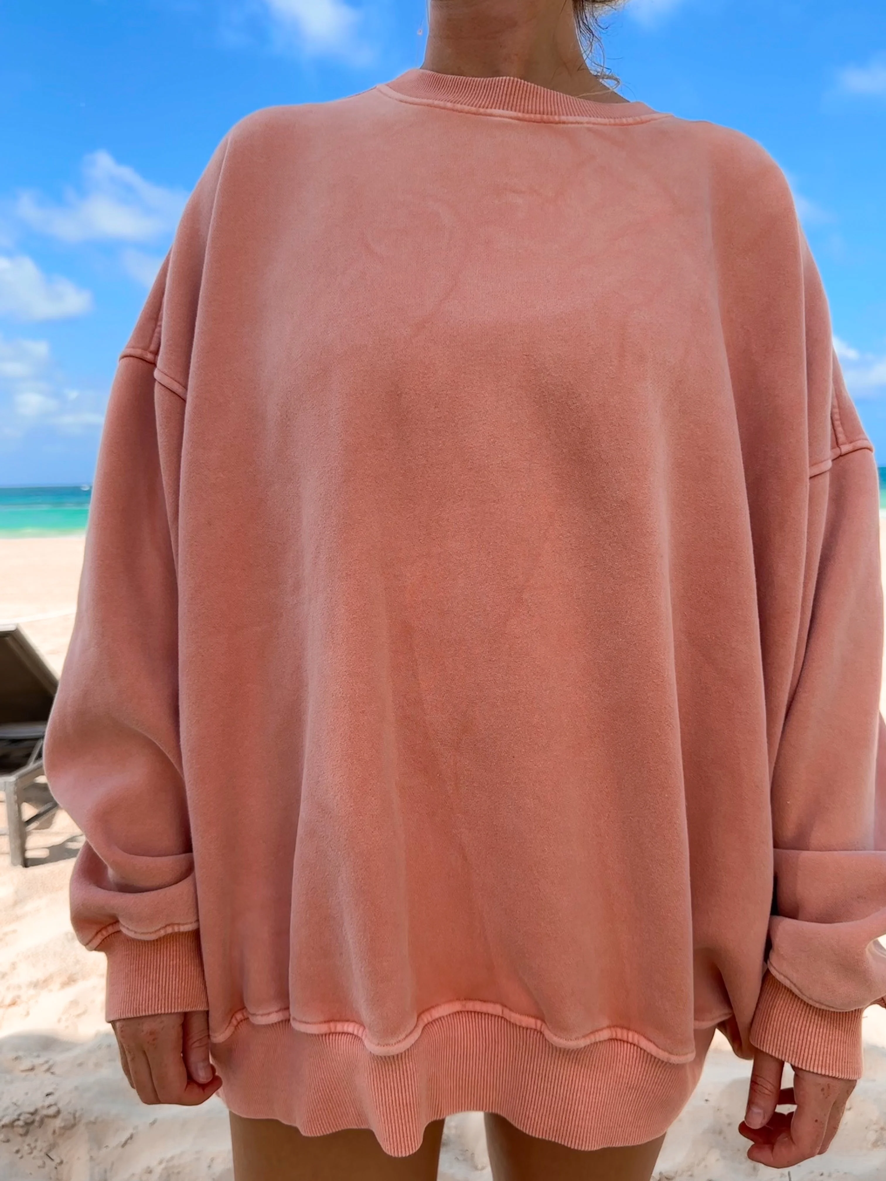 Vintage Orange Washed Basic Blank Sweatshirt - Image 3