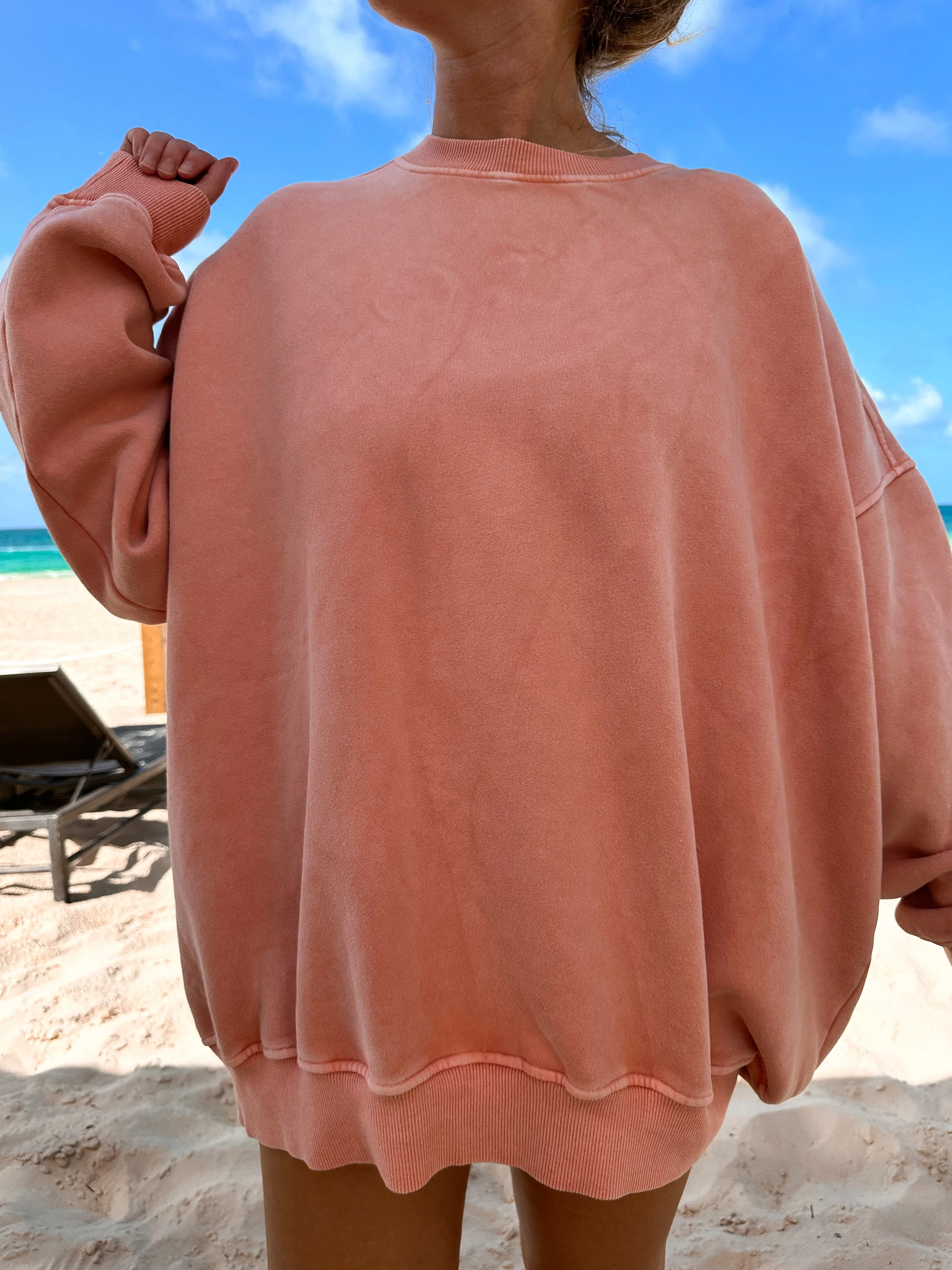 Vintage Orange Washed Basic Blank Sweatshirt - Image 4