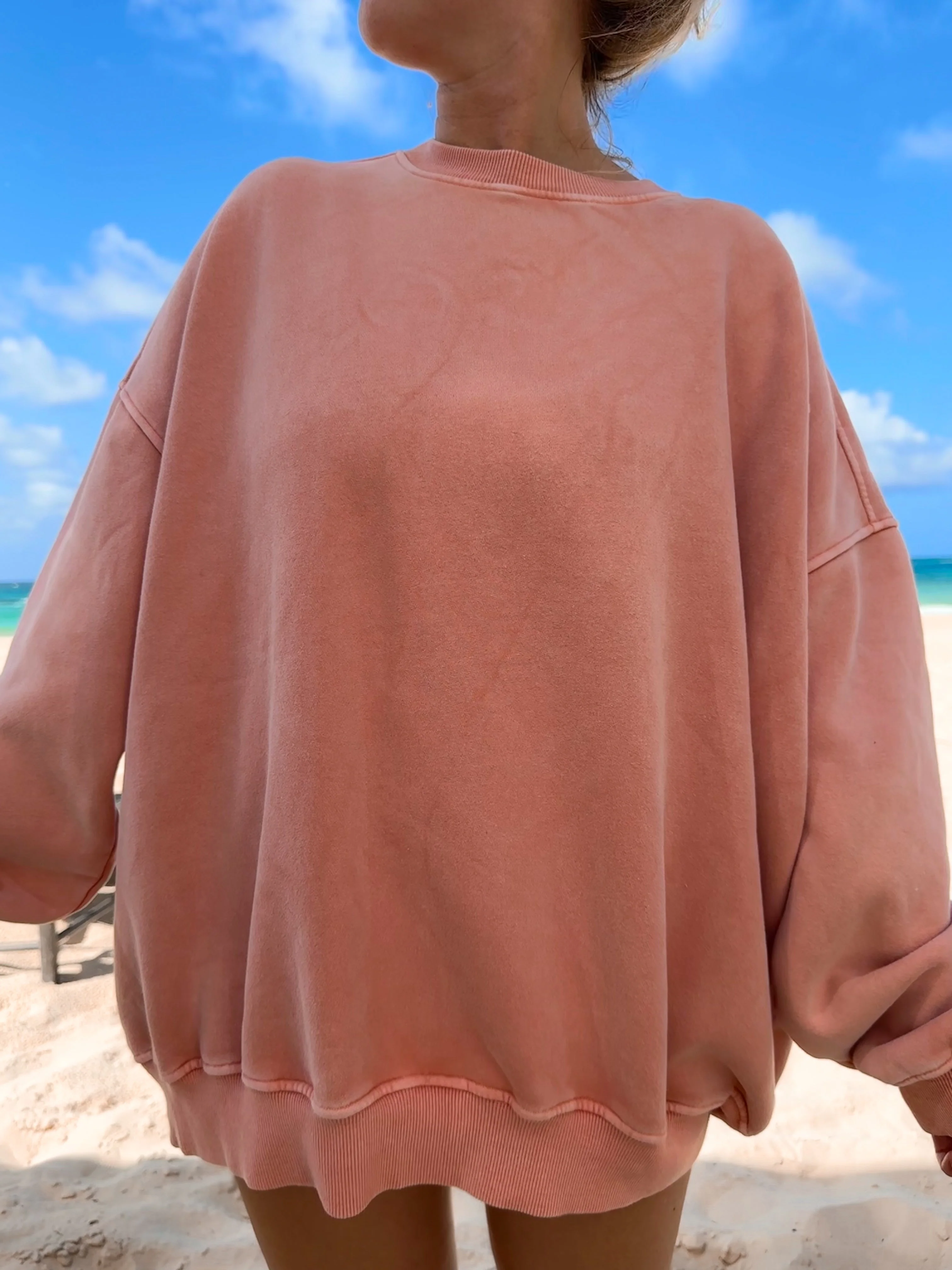 Vintage Orange Washed Basic Blank Sweatshirt - Image 6