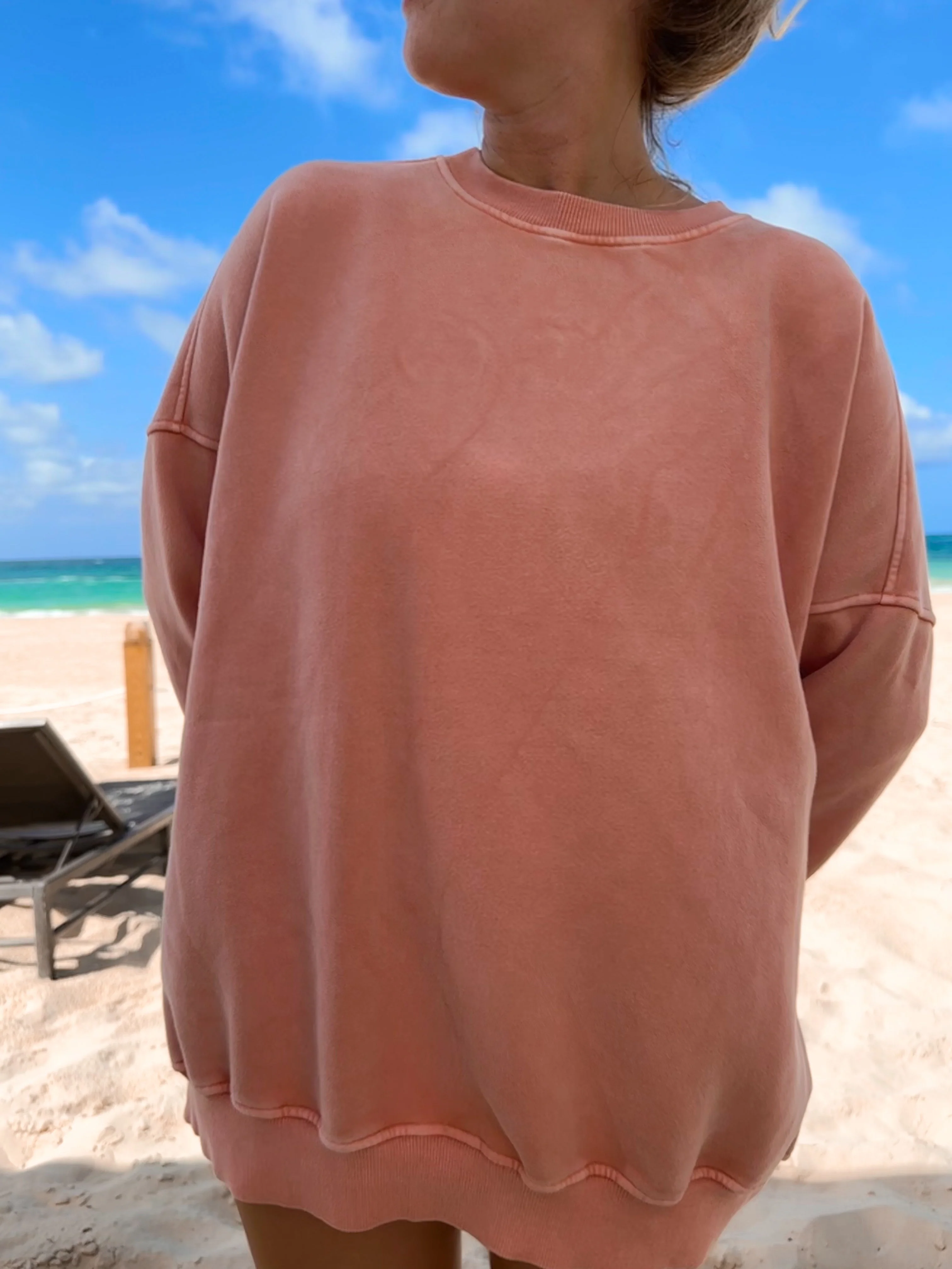 Vintage Orange Washed Basic Blank Sweatshirt - Image 7