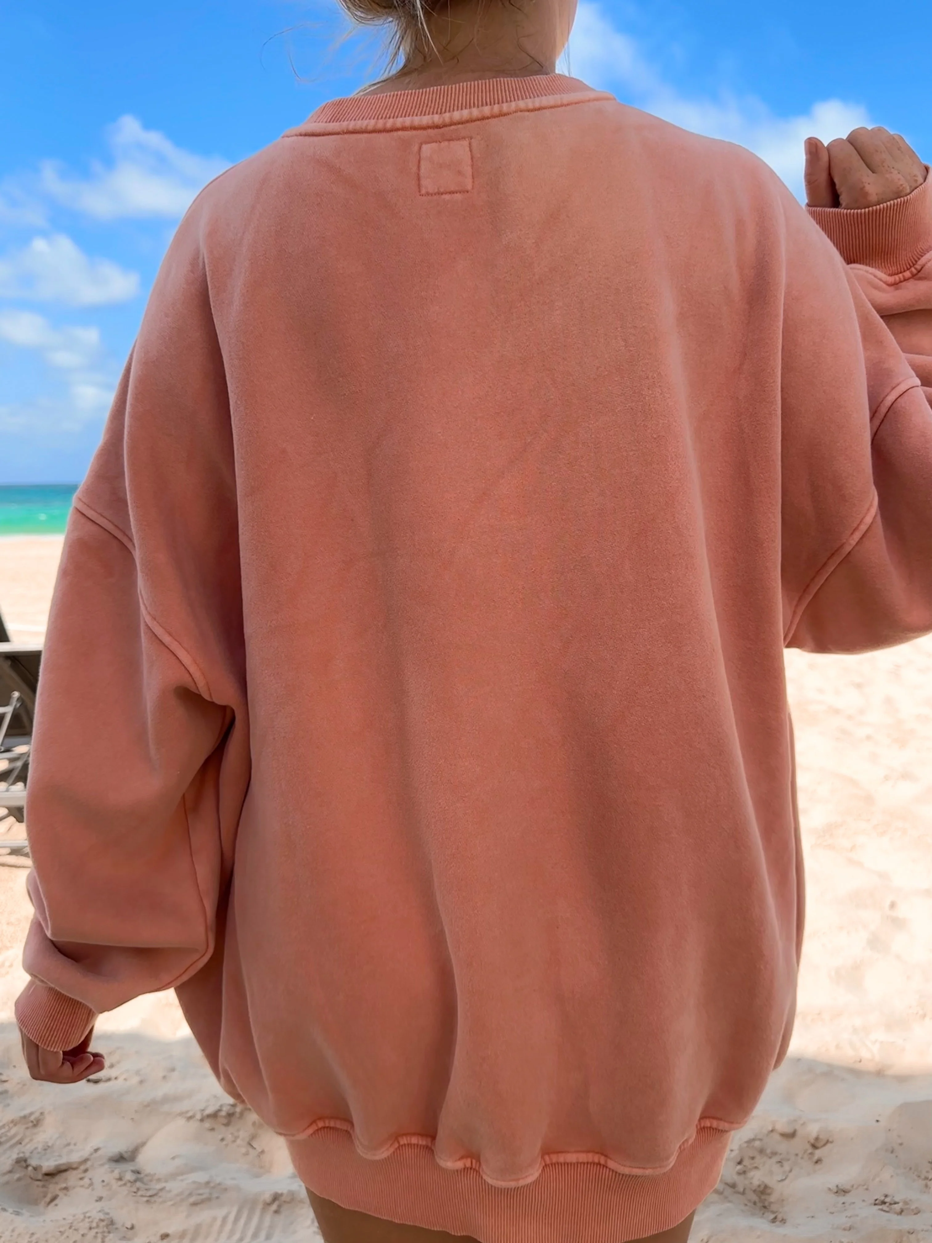 Vintage Orange Washed Basic Blank Sweatshirt - Image 9